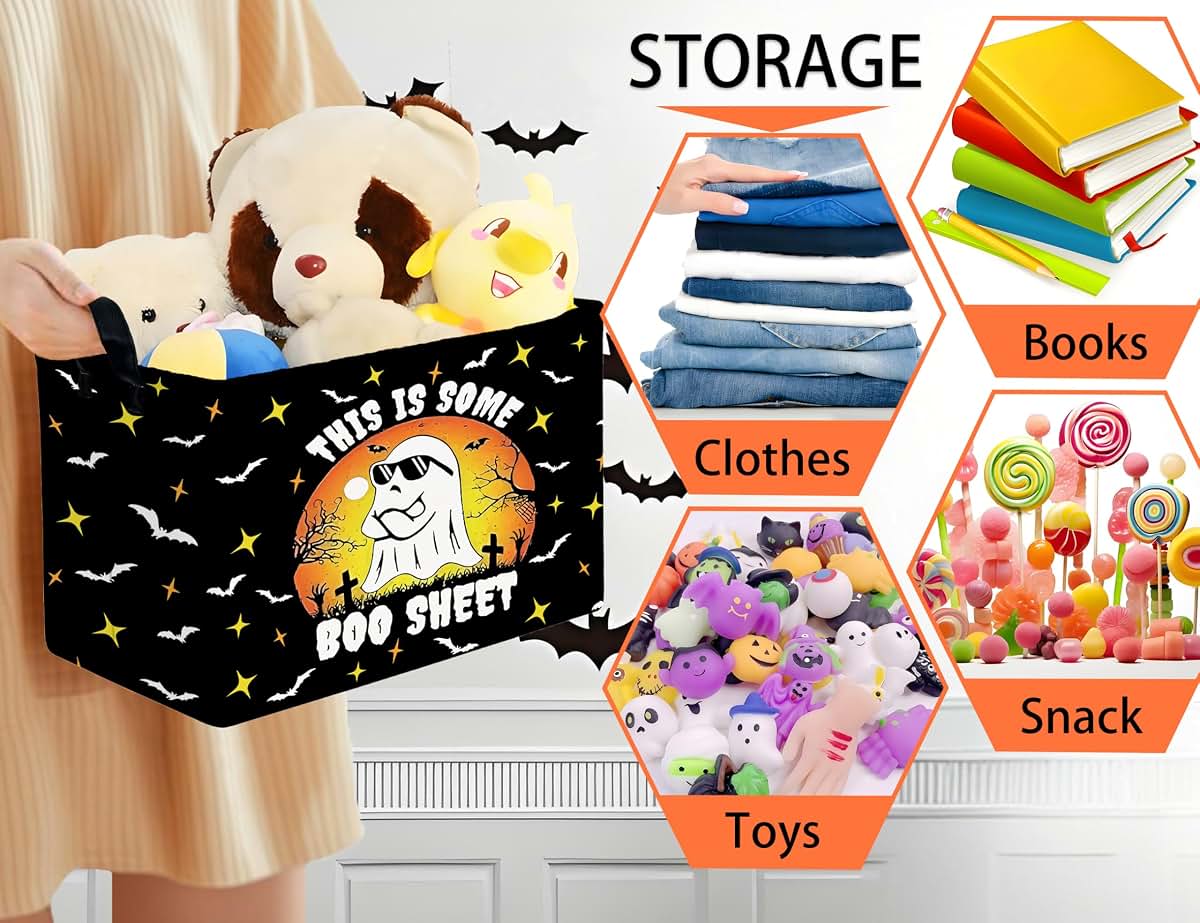 Boohit Halloween Themed Storage Bin for Toys and Decor