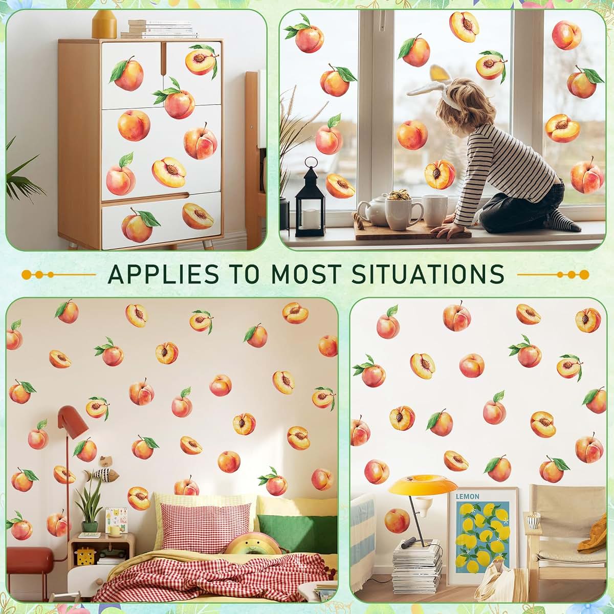 DTLIFEK Peach Wall Decals Sweet Fruit Wall Stickers