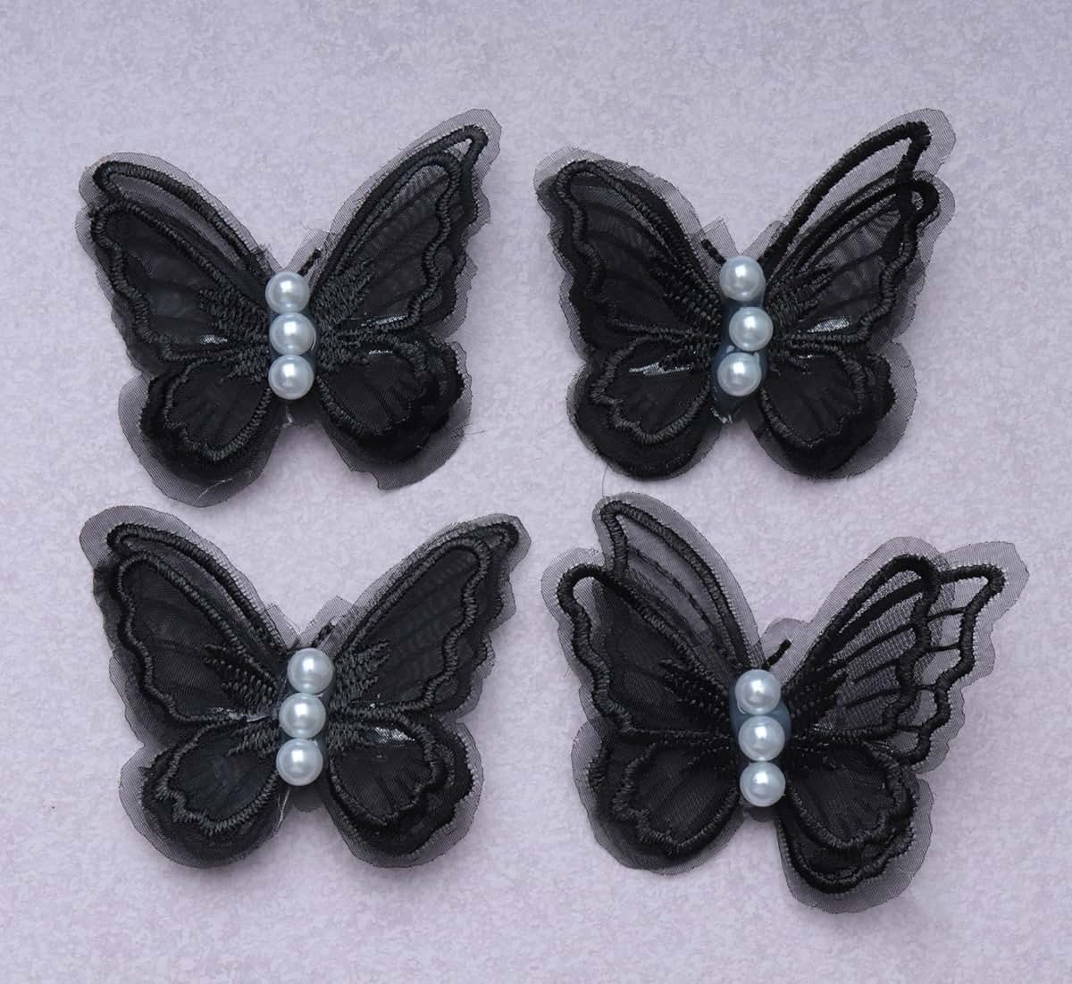 SOWAKA Lace Butterfly Hair Clips with Pearl 6-Pack