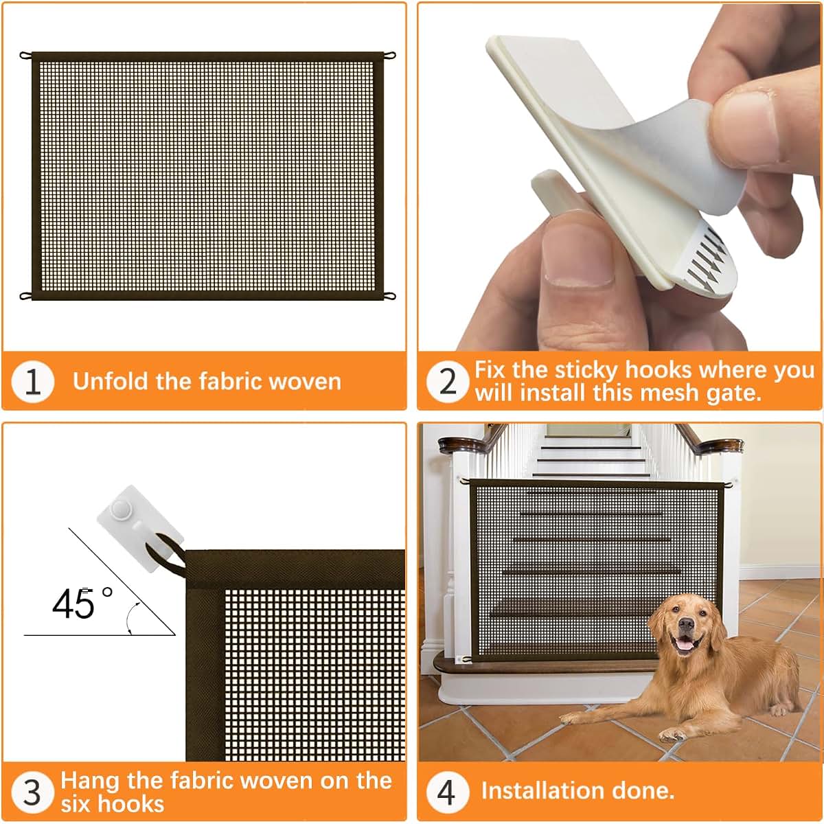 Cupount Baby and Dog Gate for Stairs, Indoor Mesh Pet Gate