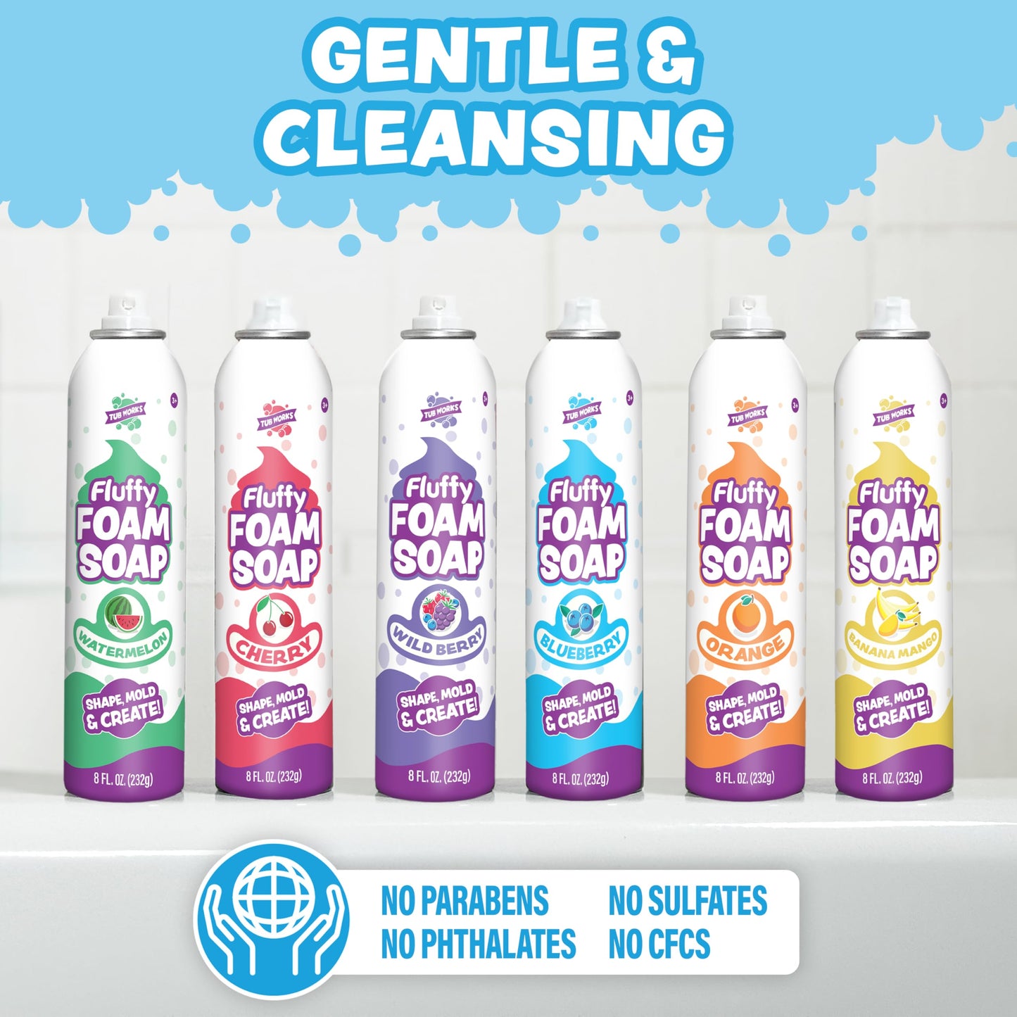 Tub Works Fluffy Foam Soap Variety 6 Pack