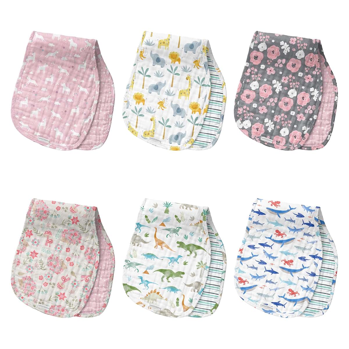 Stephen Joseph Muslin Baby Burp Cloths Set of Two for Wiping and Protection
