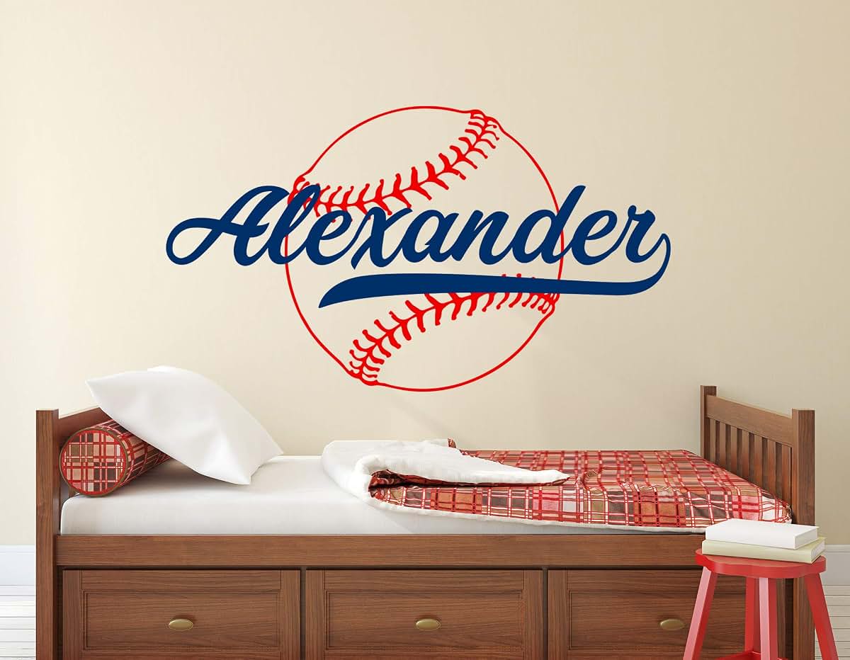 Decalzone Inc Custom Baseball Name Wall Decal Vinyl Sticker