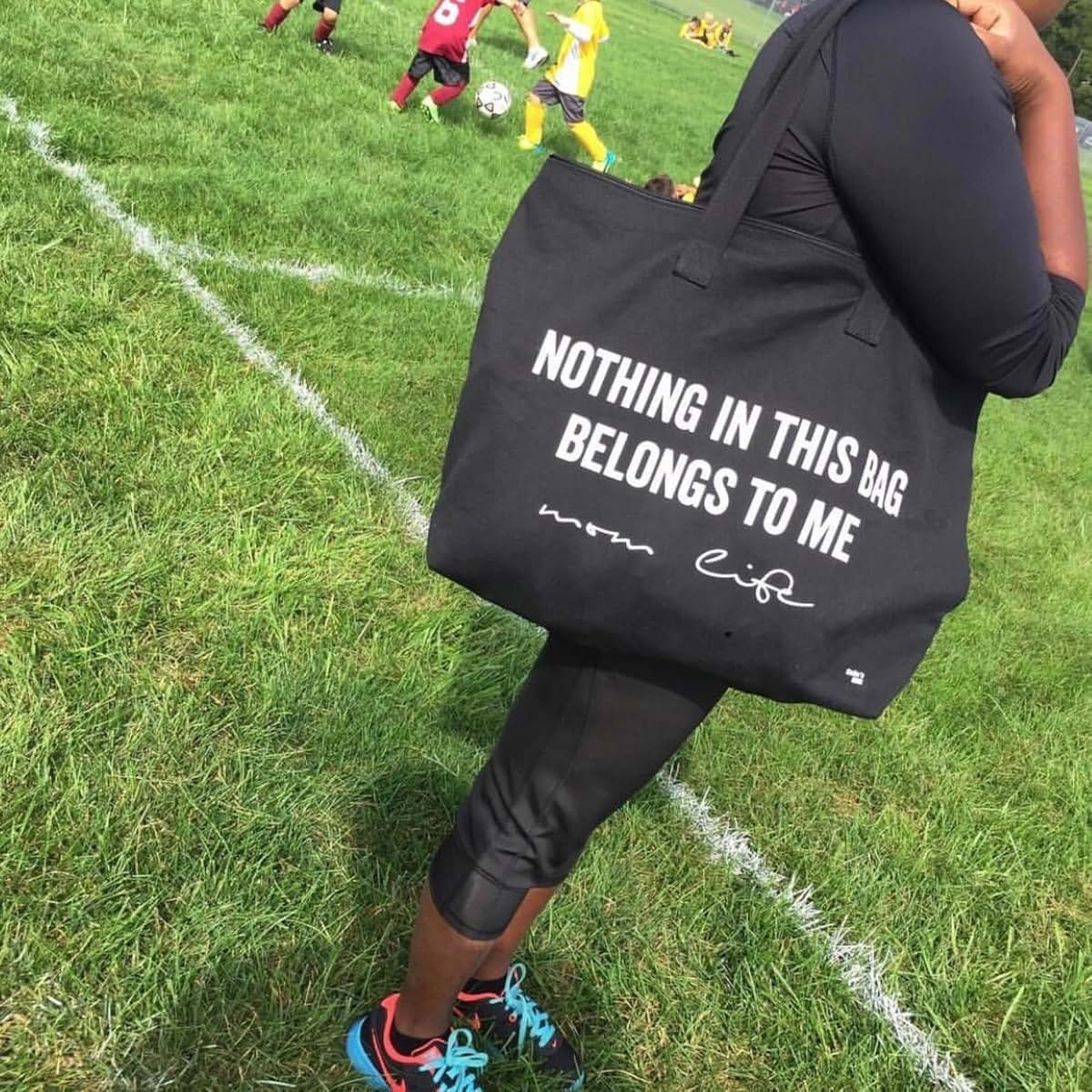 Kaan's Designs Mom Life Tote, Nothing In This Bag Belongs To Me| travel, baby, diaper bag (Black)