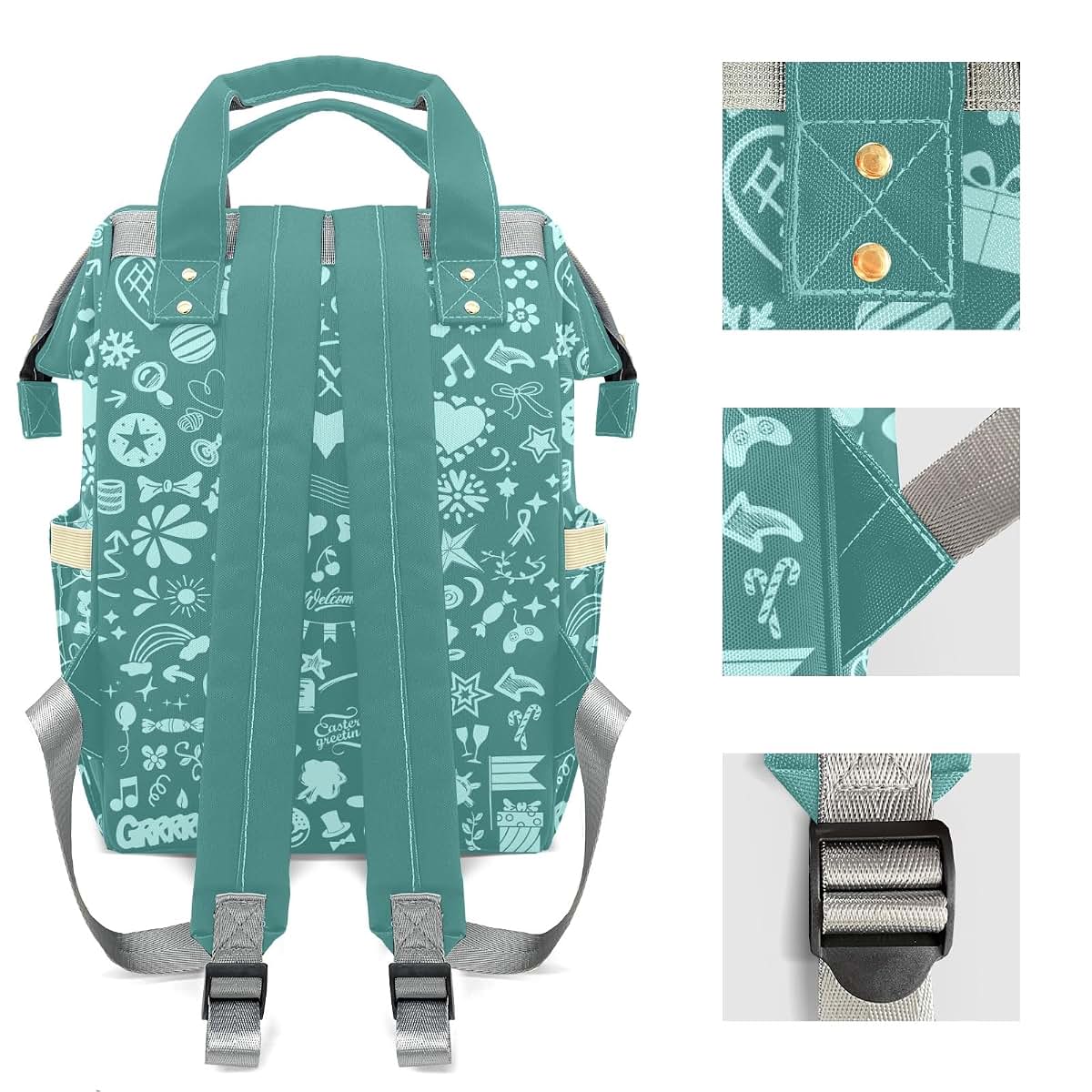 YallLocoMo Personalized Diaper Bag Backpack Lake Blue Heart (photo 4)