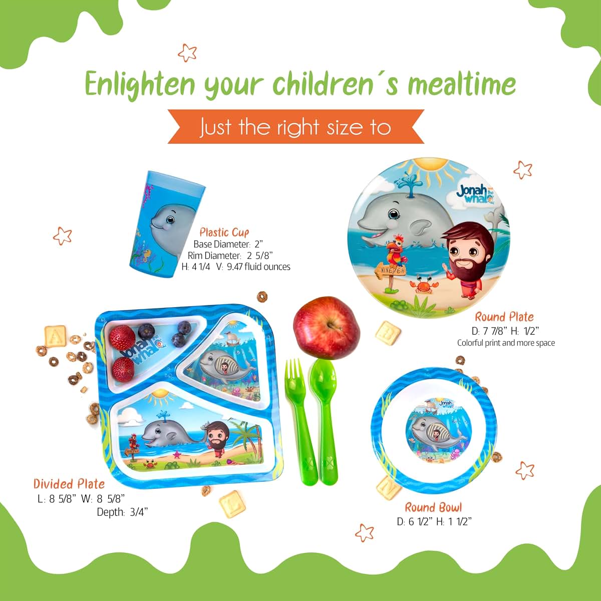 He Loves Me Kids Jonah and the Whale 4-Piece Feeding Set (photo 4)