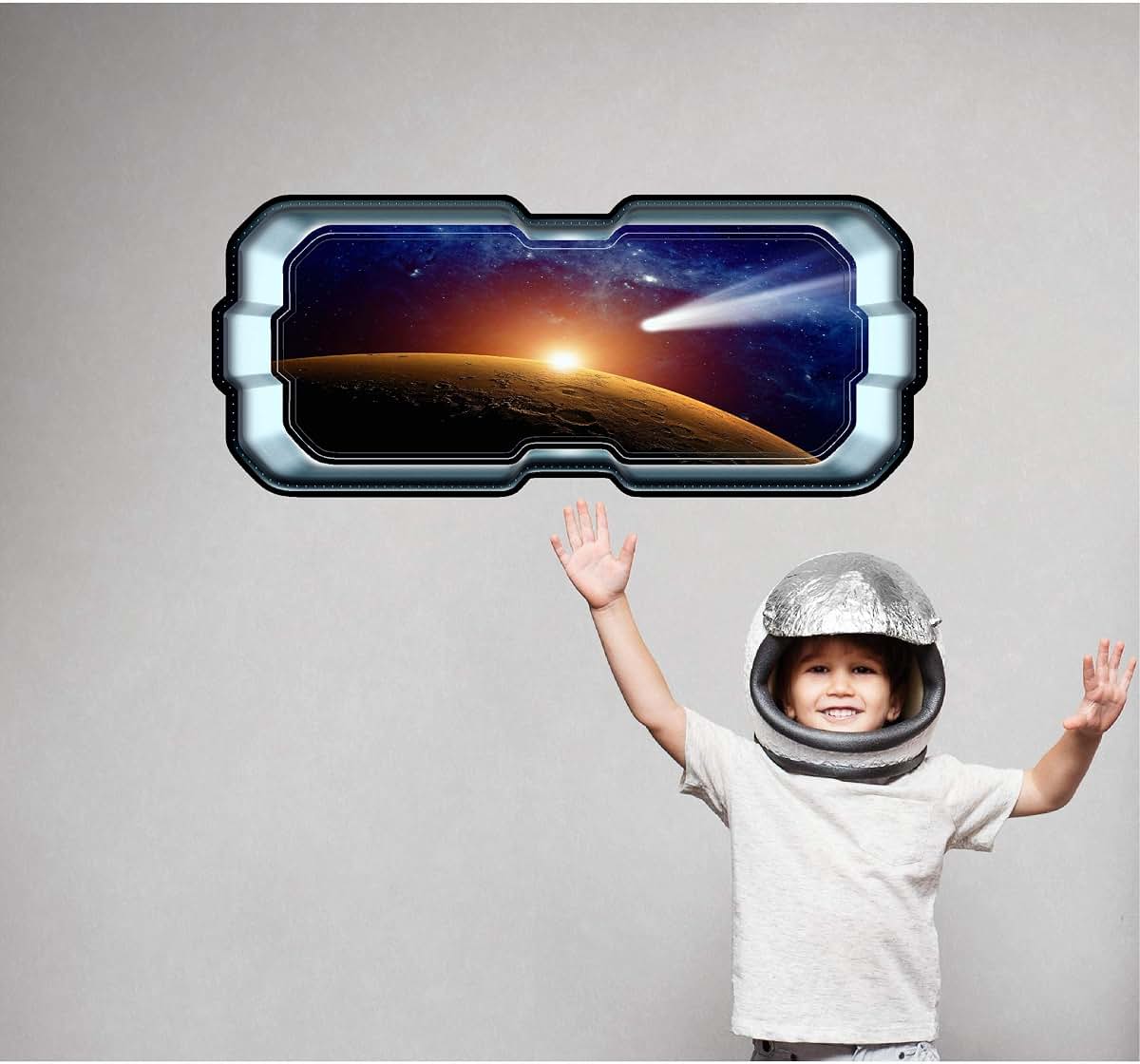 Stickit Graphix SpaceScape Orbiting Mars 3D Space Ship Window Wall Decal Sticker