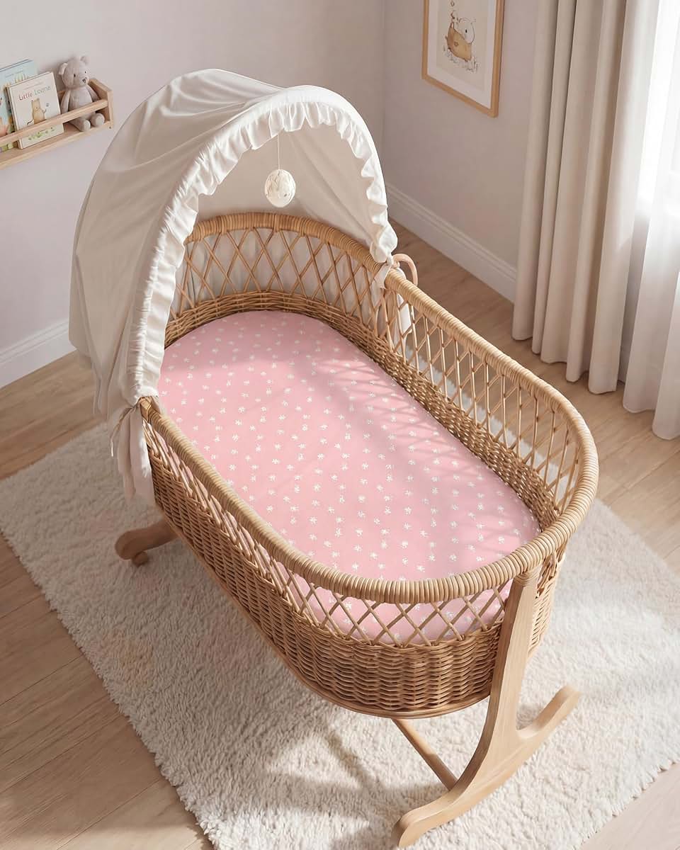 Filleep Fitted Bassinet Sheet Set - Universal Fit for Moses Basket