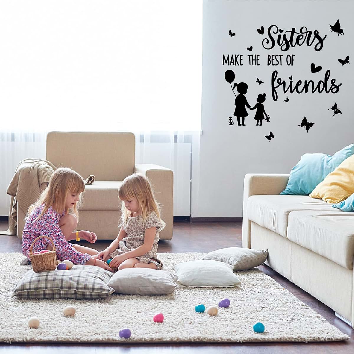 Superdant Sisters Make The Best Of Friends Wall Decals With Butterfly Decor