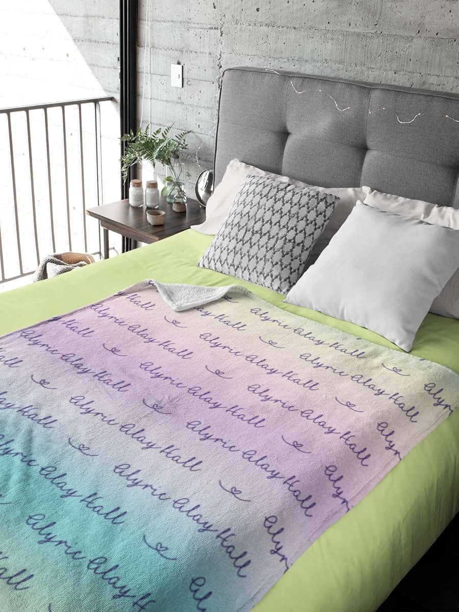 Loving Families Personalized Pastel Rainbow Throw Blanket (photo 4)