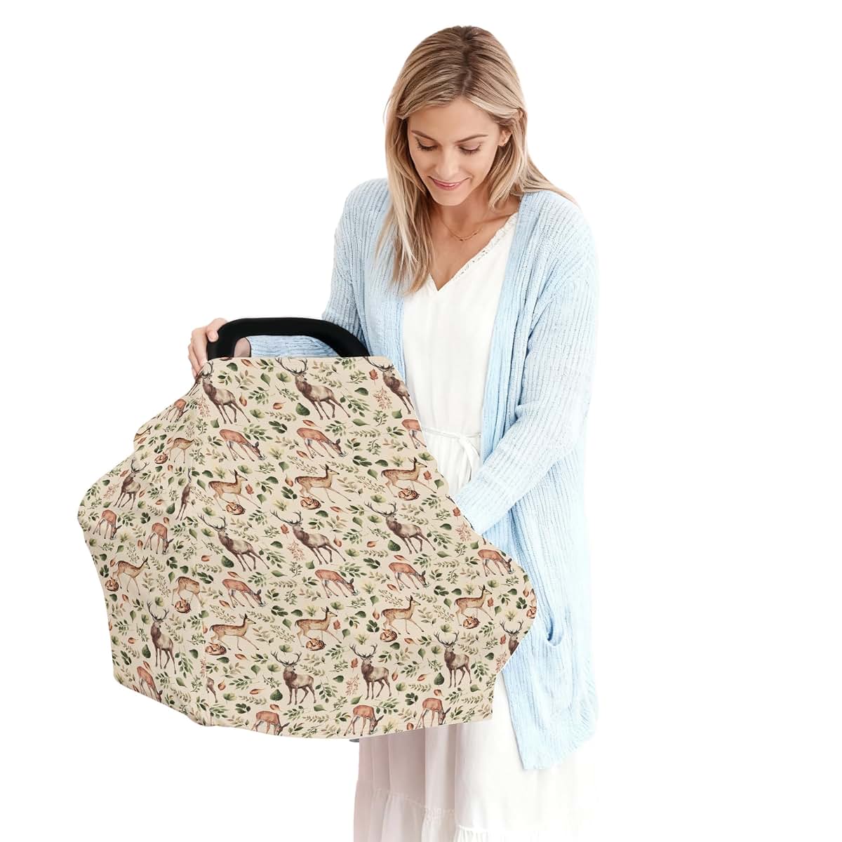 Cstdyfrv Vintage Deer Baby Car Seat Cover And Nursing Canopy (photo 4)