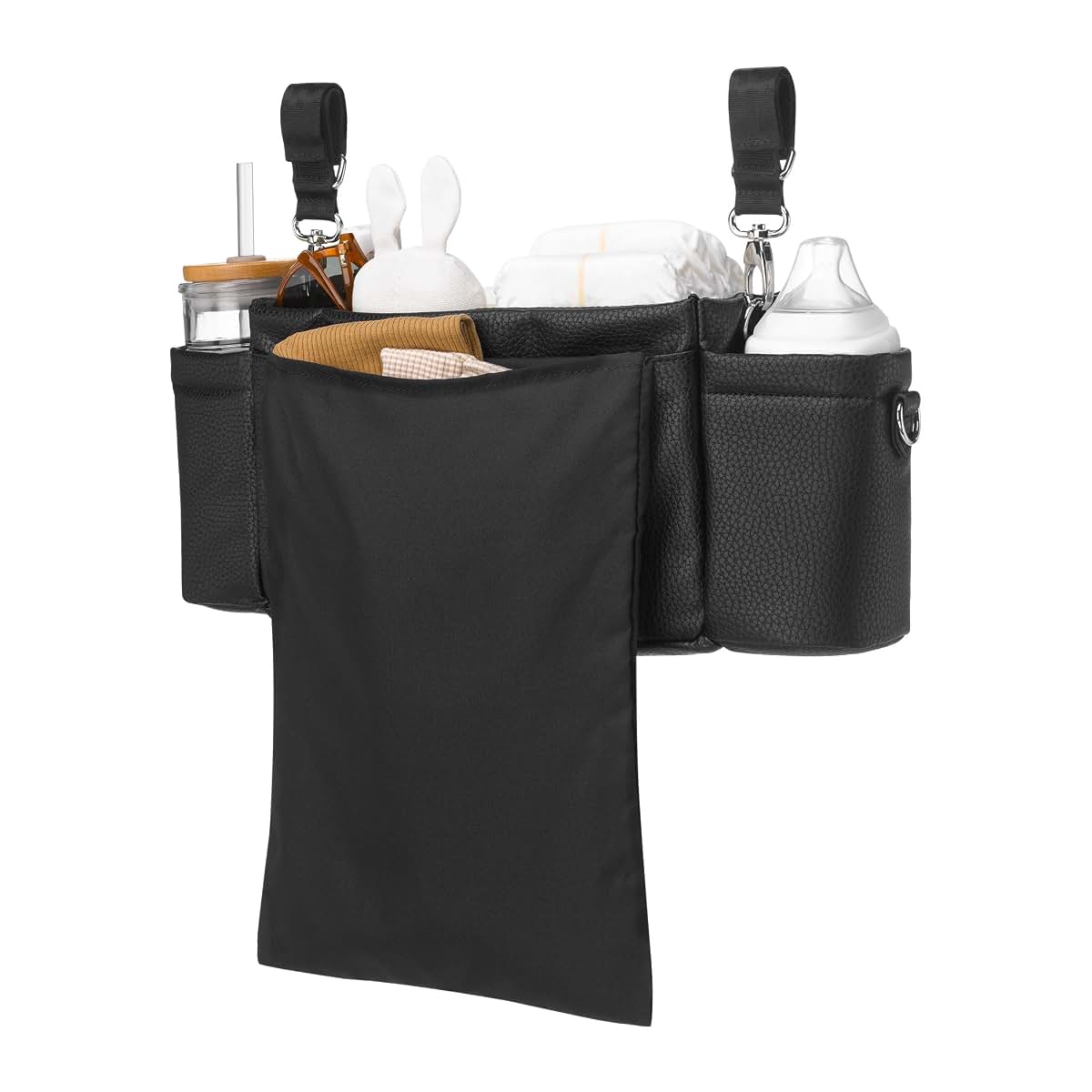 Petunia Pickle Bottom Wander Stroller Caddy Deluxe, Ebony, Fits Most Strollers