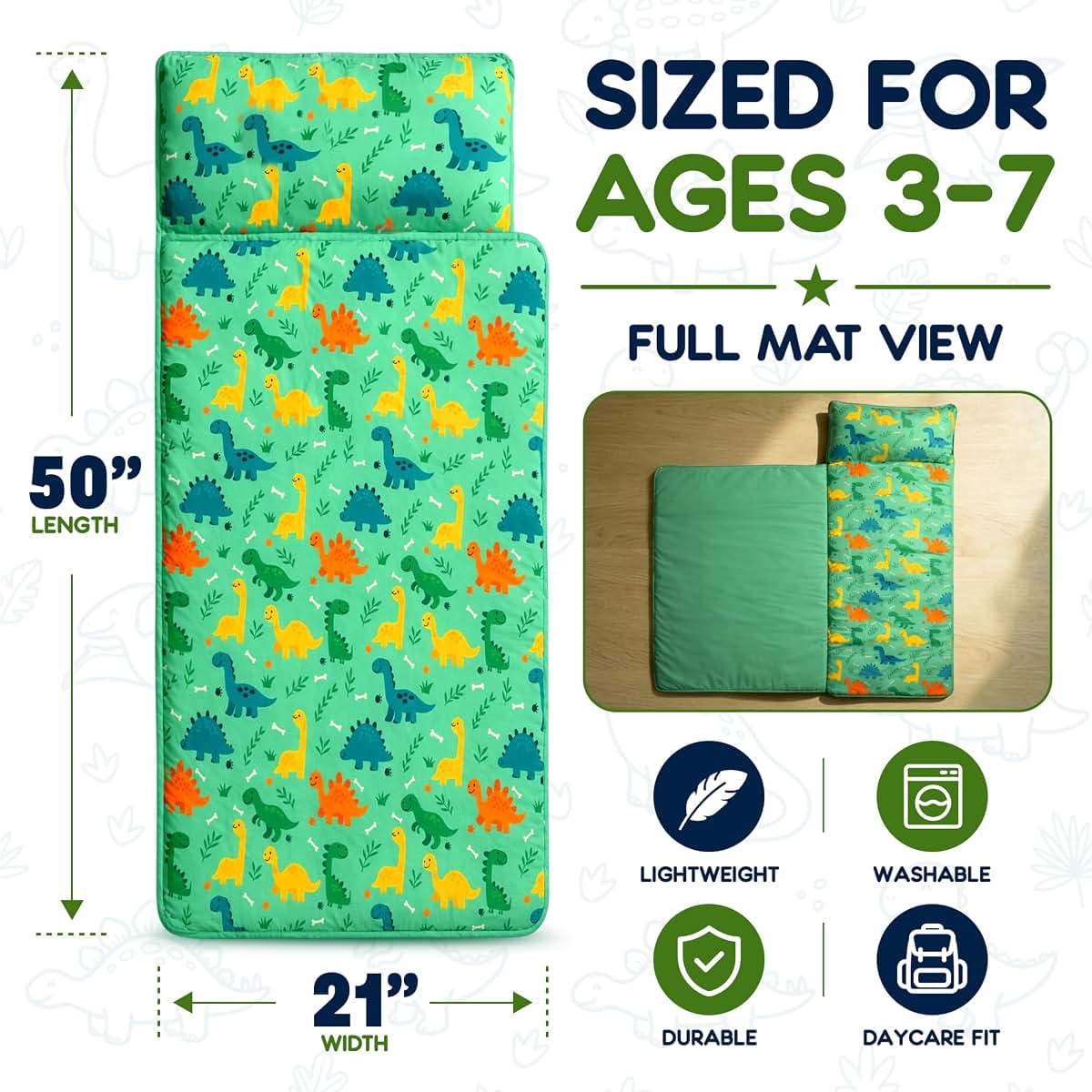 Toddler Nap Mat Set with Pillow and Blanket for Daycare Use
