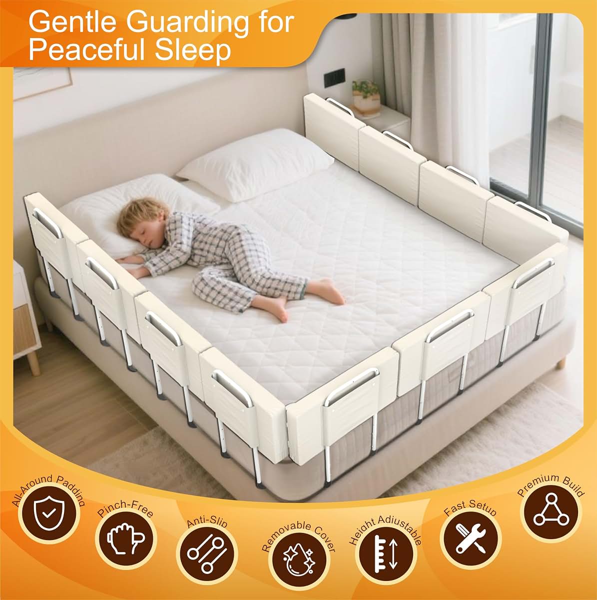 Goodleben Adjustable Bed Rail For Toddlers, 4 Pack