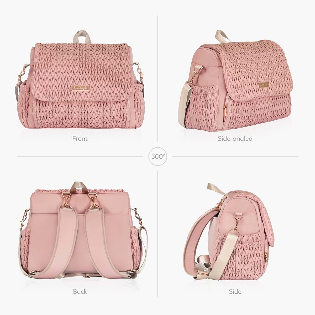 Hannah & Sophia Belle Convertible Baby Diaper Backpack In Pink (photo 4)