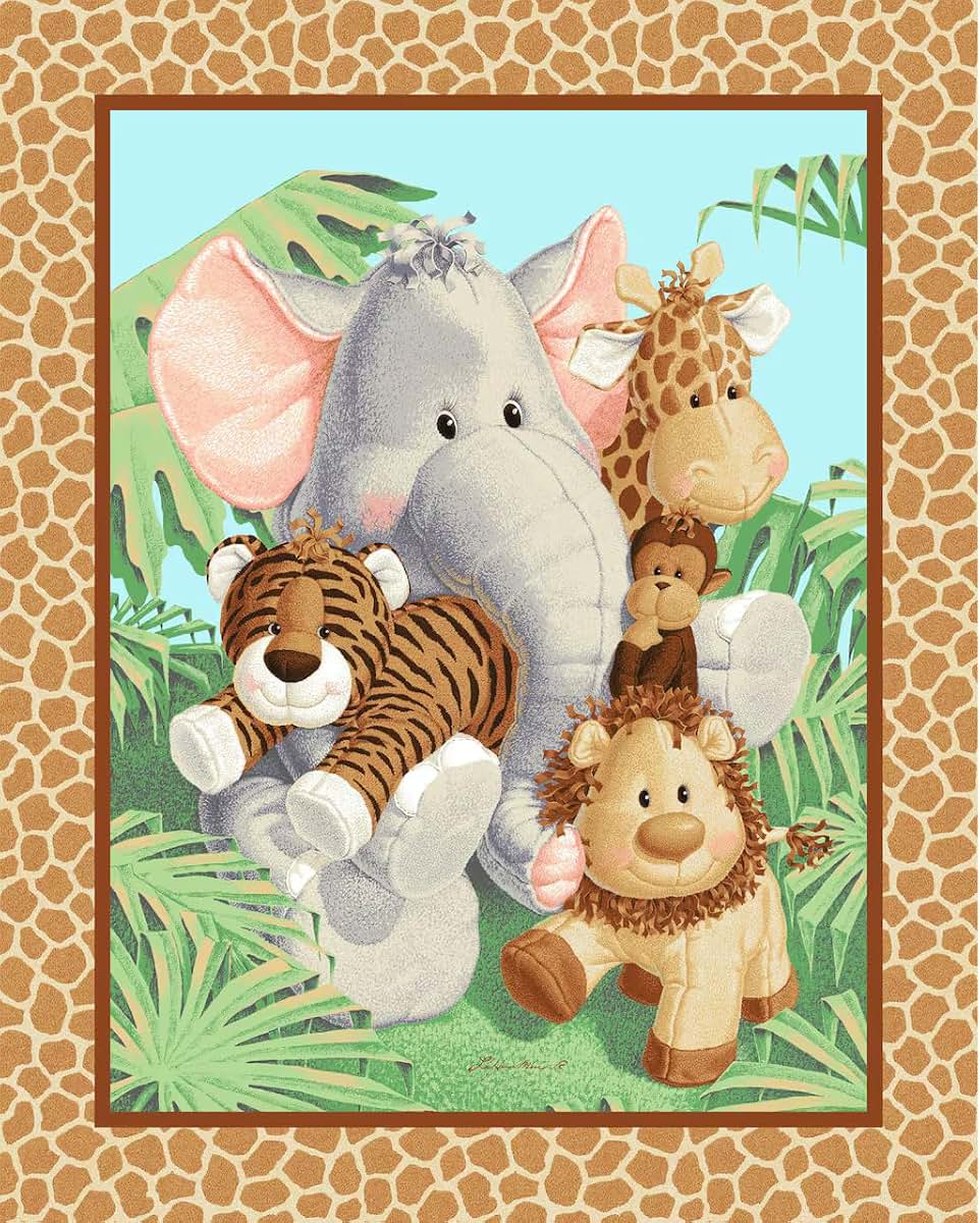 Veedaf 36-Inch Fabric Traditions Panel - Jungle Baby Nursery Wall Hanging