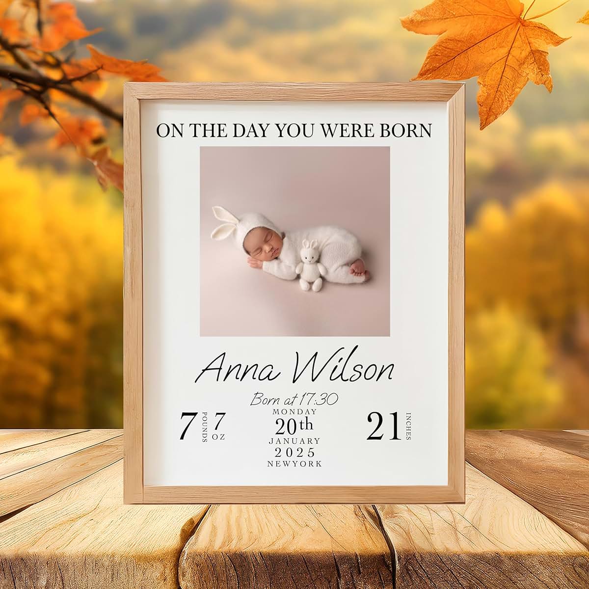EmbroGlow Personalized Baby Picture Frame With Custom Birth Stats