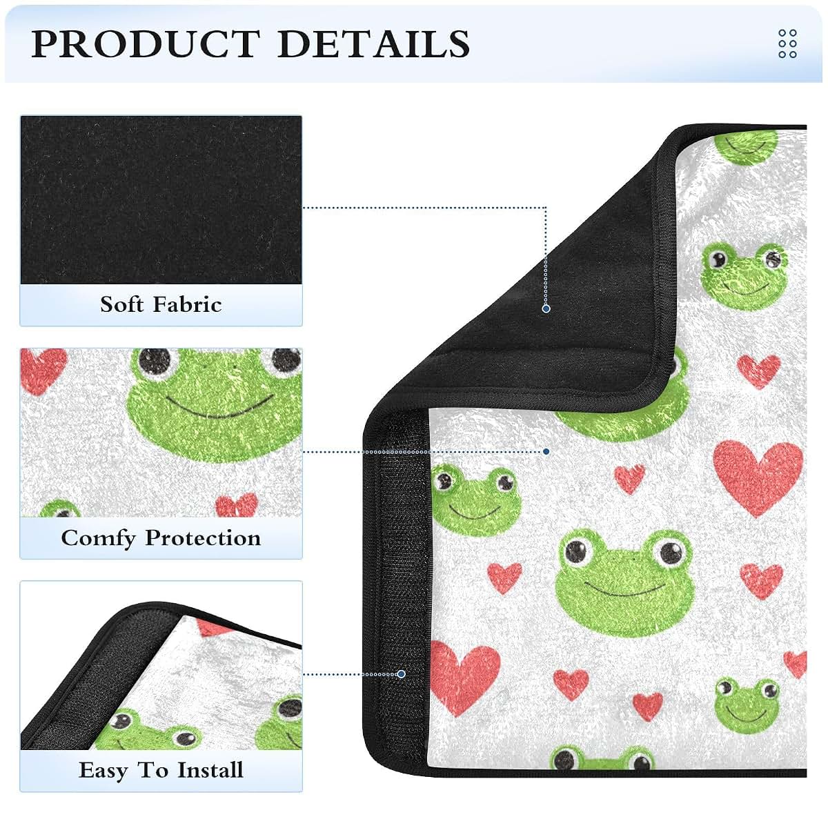 Vdsrup 2 Pack Green Frog Face Seat Belt Covers, Flannelette