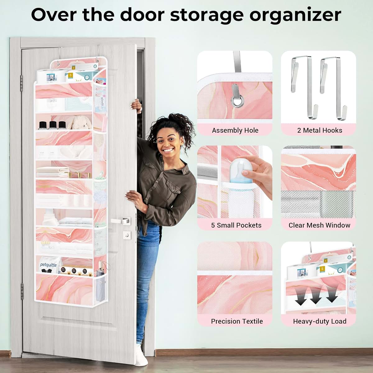 Clastyle Hanging Over The Door Organizer Shelf for Nursery & Bathroom Storage