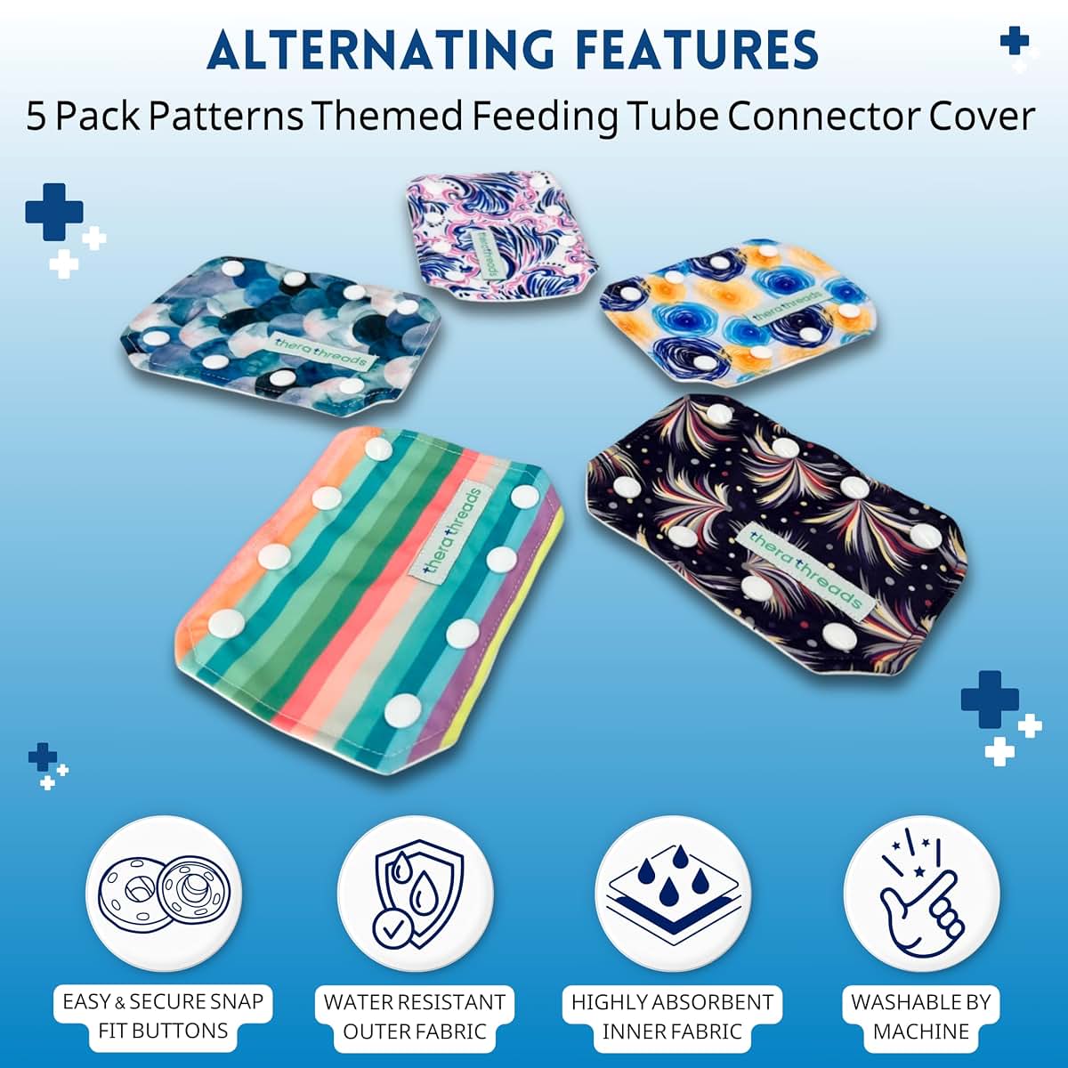 Therathreads Feeding Tube Connector Covers - 5 Pack Fruit Pattern (photo 4)