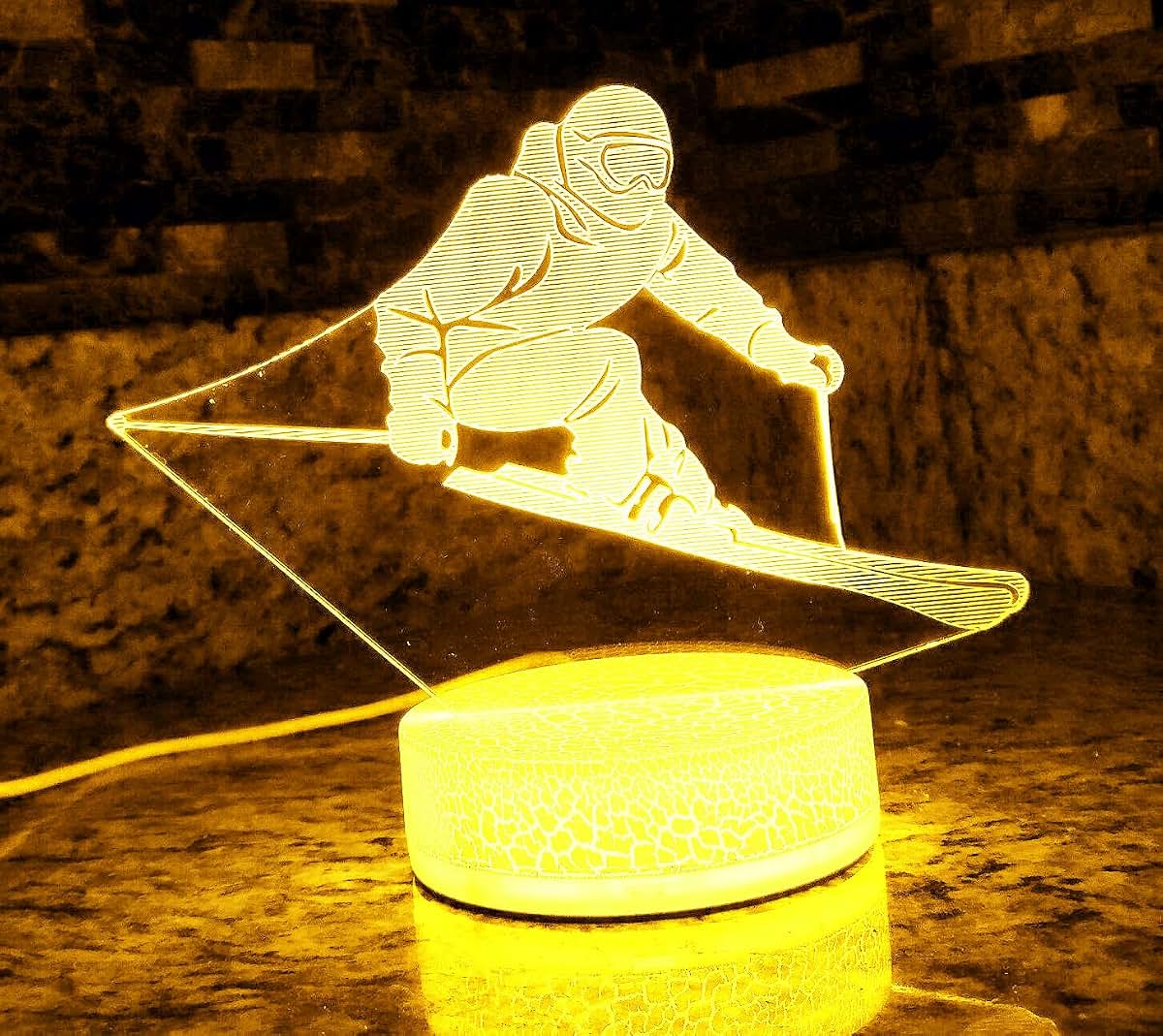 Jinnwell 3D Skiing Night Light led Lamp Illusion 7 Color Changing Touch Switch Table Desk Decoration Lamps Birthday (photo 4)