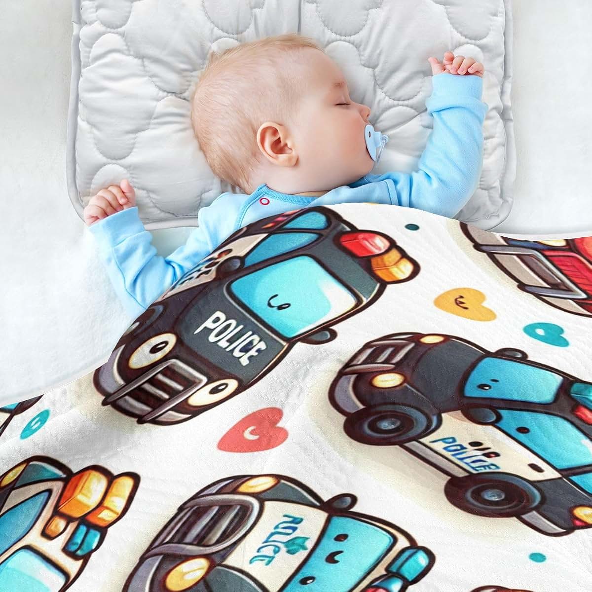 Nesatuwa Cute Police Cars Baby Blanket for Receiving and Swaddling
