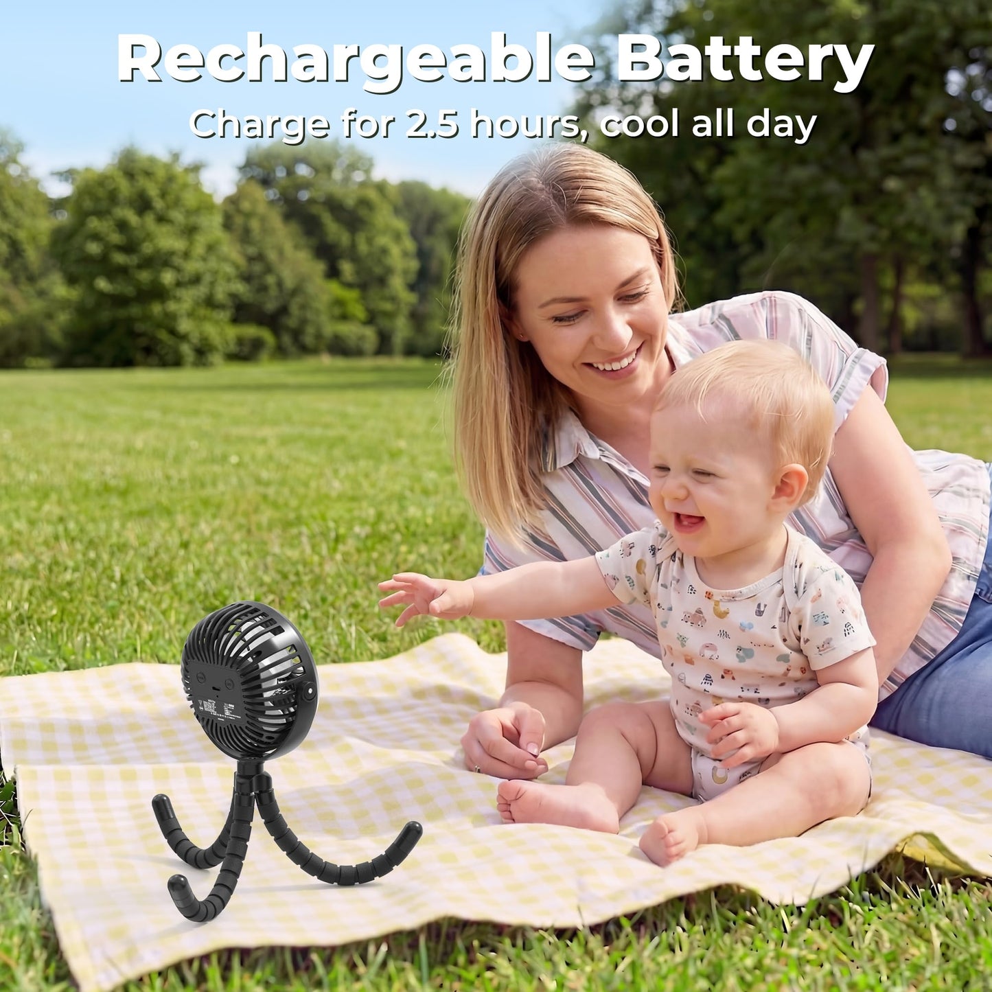 AMACOOL Rechargeable Stroller Fan