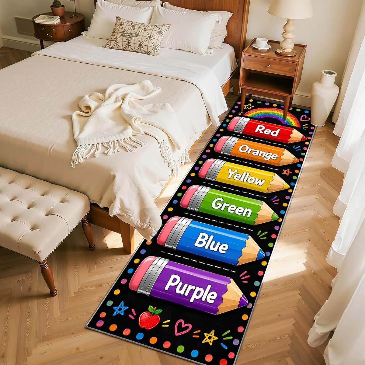 ZCLRUG Color Learning Runner Rug Library Classroom Rug Soft Rainbow Carpet 2.7x7ft