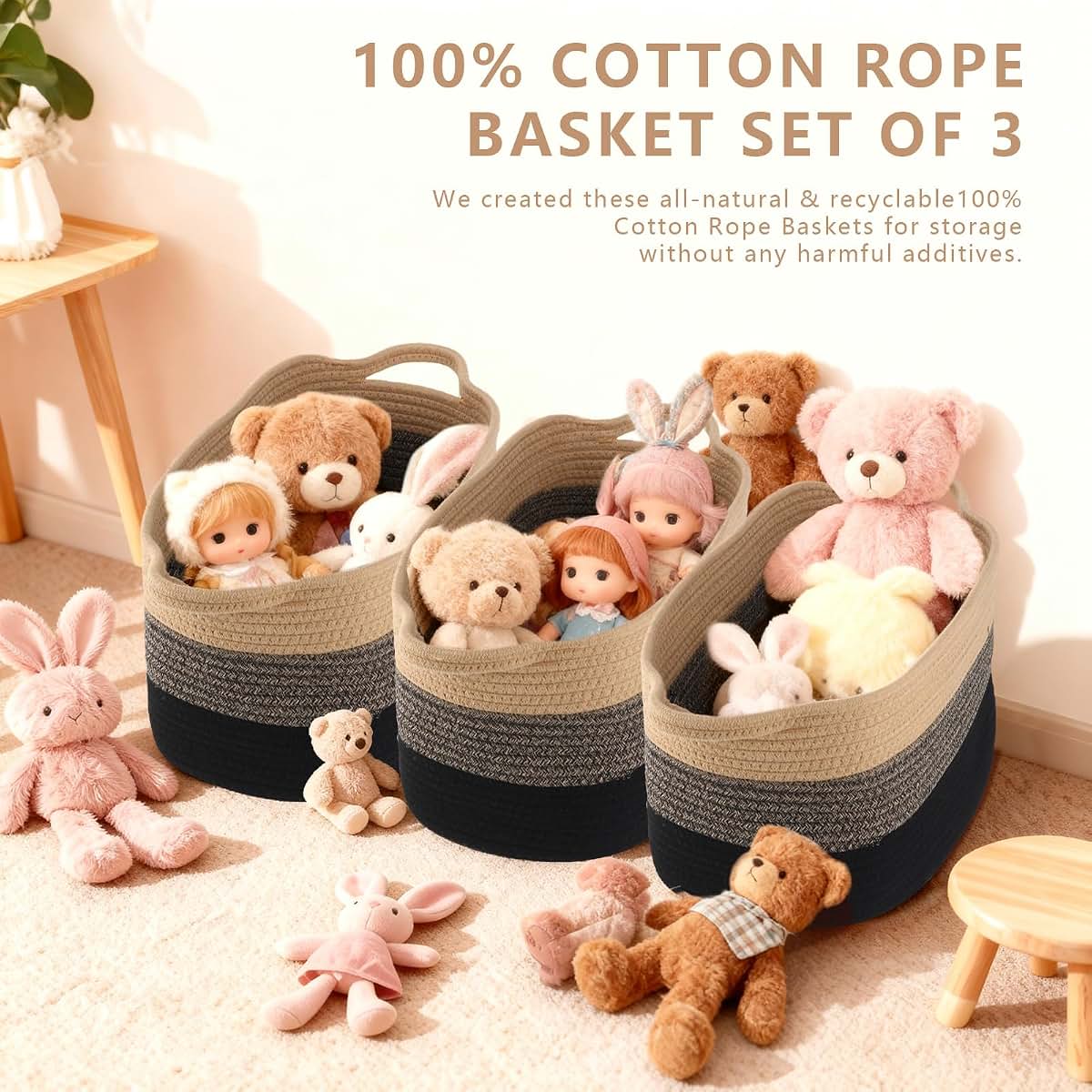 Aofangshiye Cotton Rope Braid Storage Basket 3-Piece Set (photo 4)