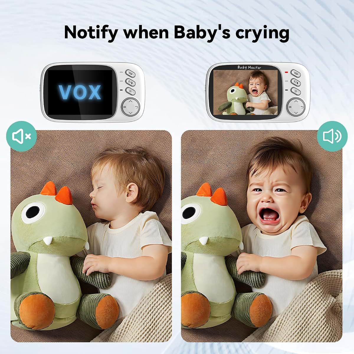 Kokit No WiFi Baby Monitor with Camera and Audio, 720P HD, Night Vision, 2-Way Talk, 8 Lullabies