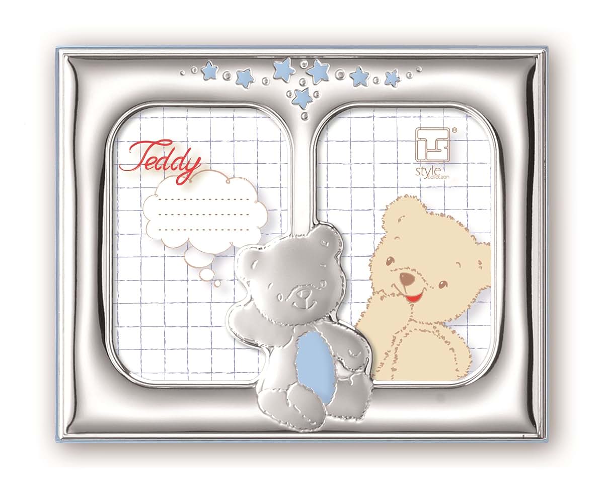 Sterling Touch Double Picture Frame Bears In Blue