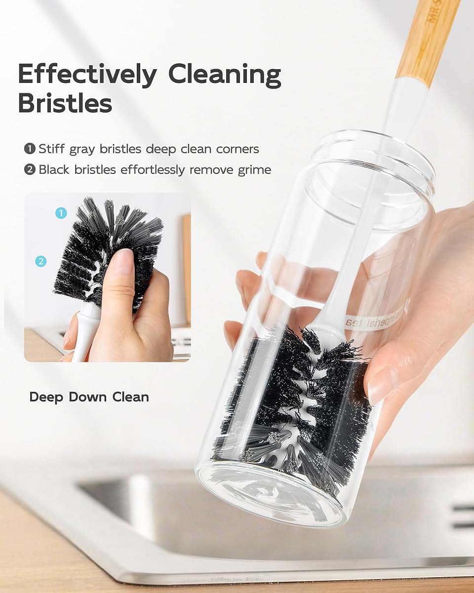 Mr.Siga Water Bottle Brush With Bamboo Handle
