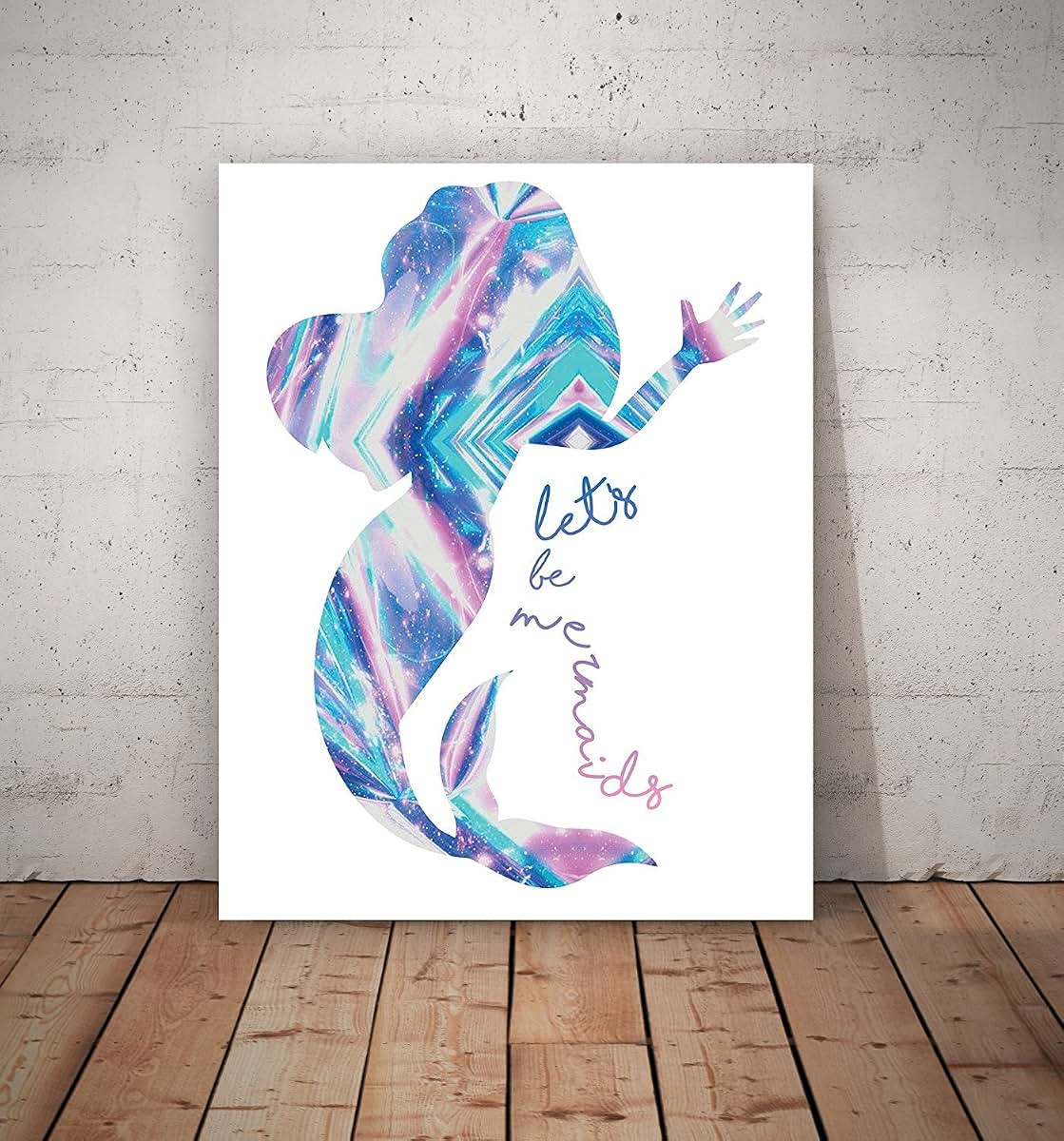 Mermaid Print Wall Decor Poster for Nursery or Kids Room