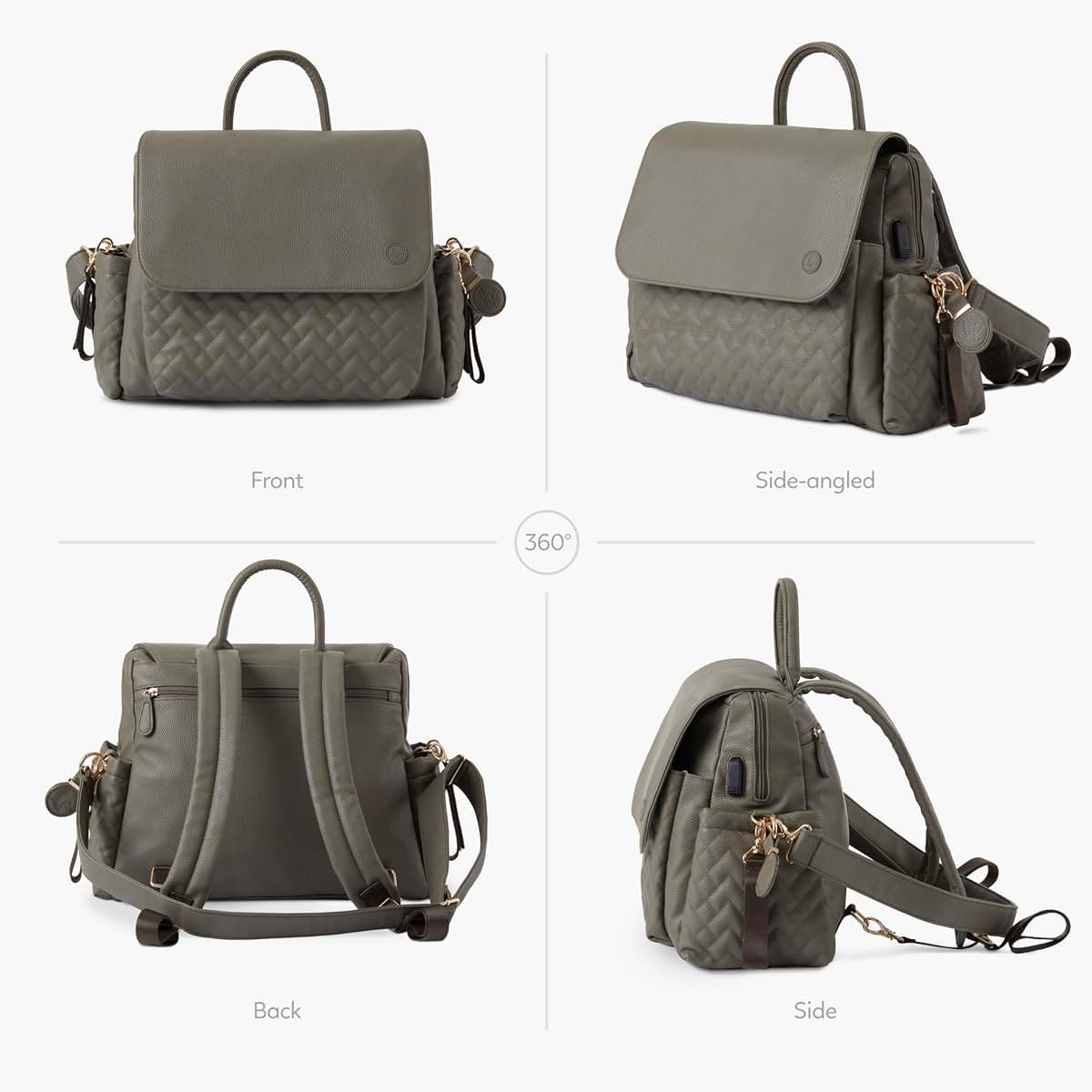 Hannah & Sophia Traveler Diaper Backpack 4-Piece Set In Forest Green (photo 4)
