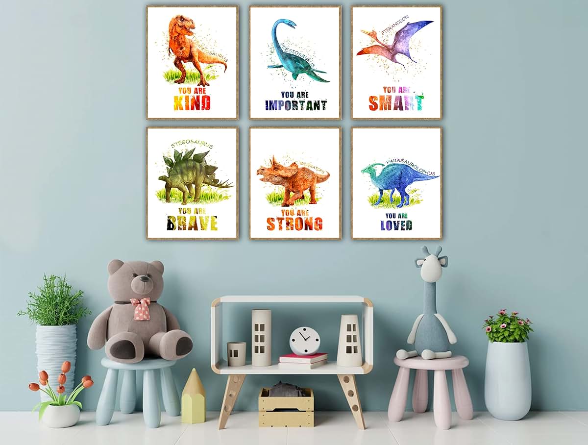 W.O.W.A World Of Wall Art Dinosaur Prints Set, 8x10 Inch Unframed