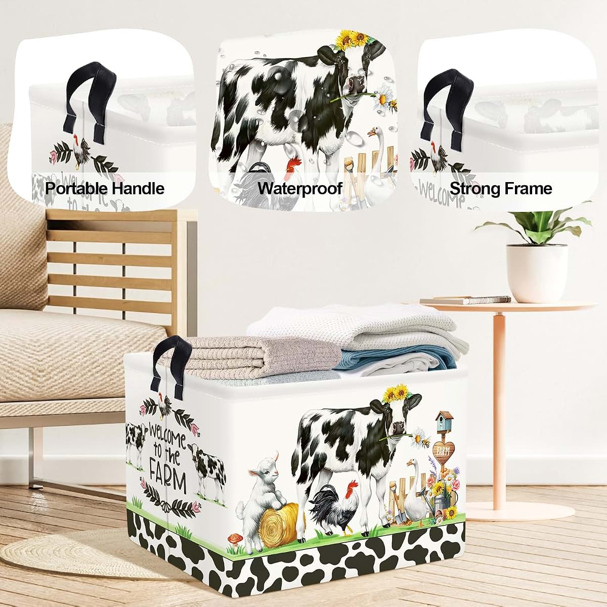 Stars of Dream Farm Animals Storage Basket, Collapsible, 36L