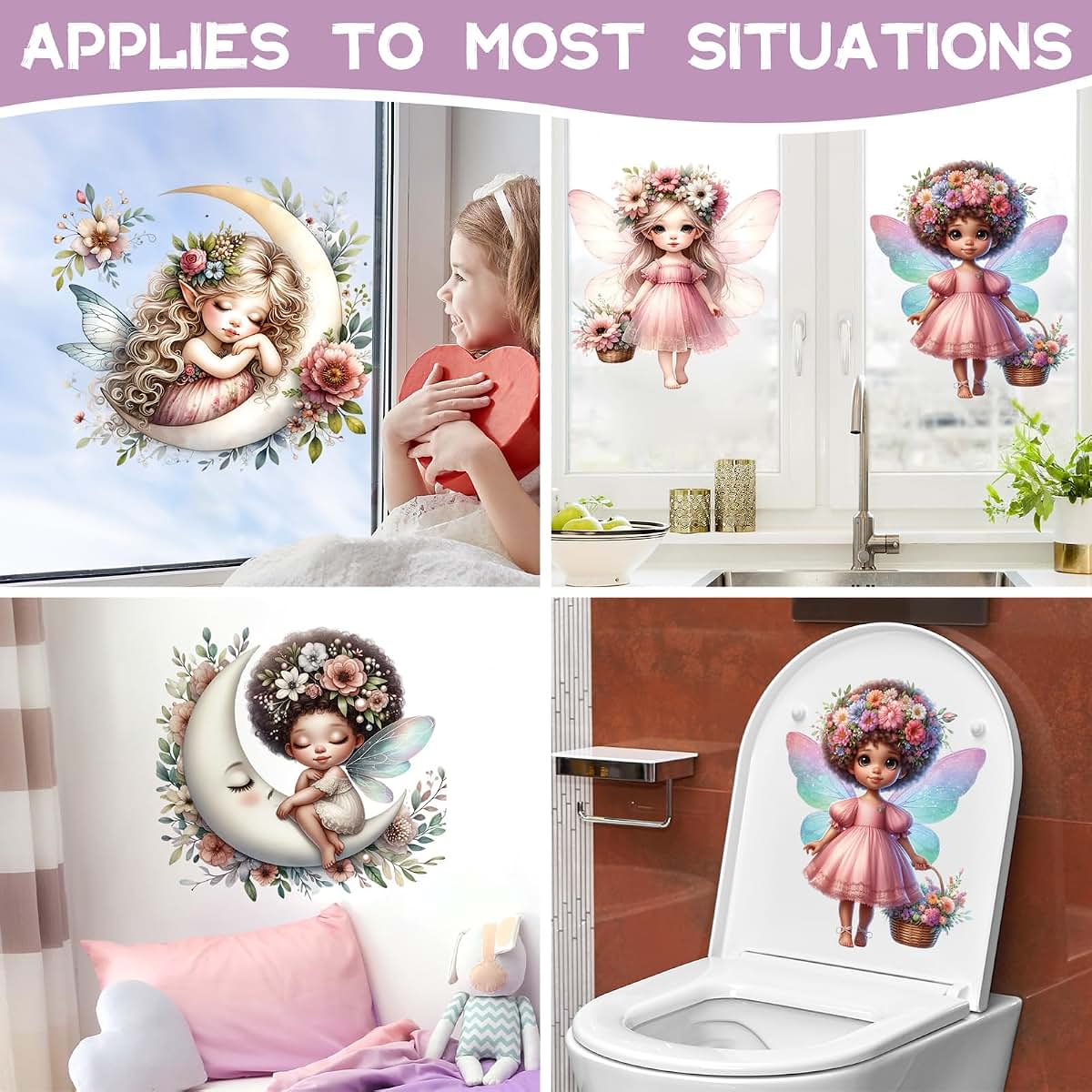 Drwssr Pink Butterfly Girl Wall Decals With Flower Fairy Designs
