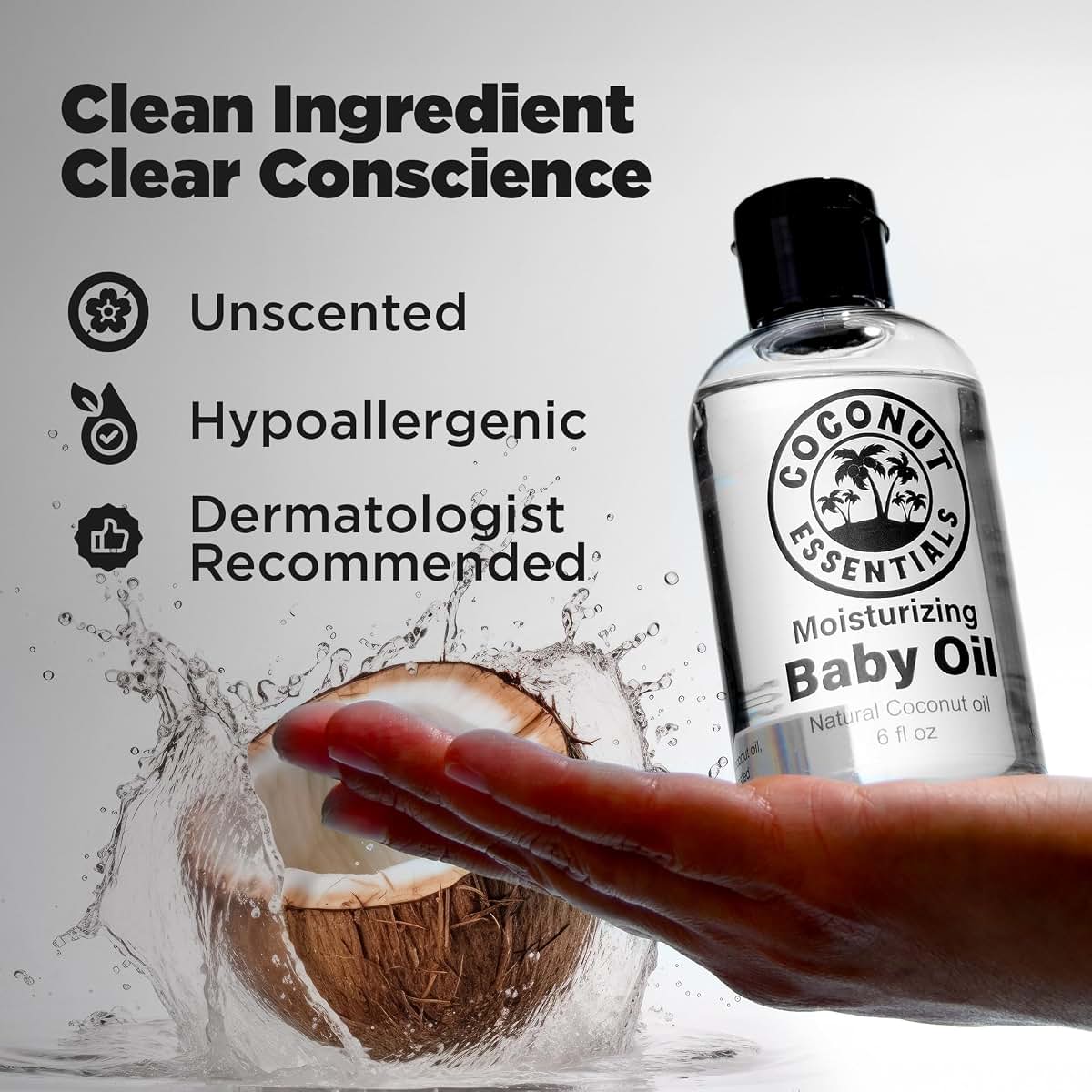 Coconut Essentials Baby Oil - Pure Fractionated MCT Oil Moisturizer