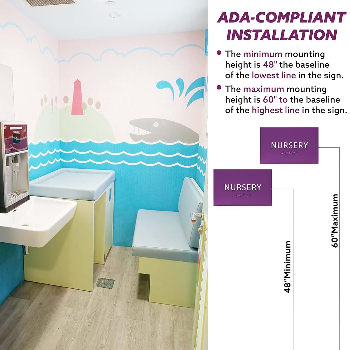 Ada Central Signs Baby Nursery Sign With Grade 2 Braille