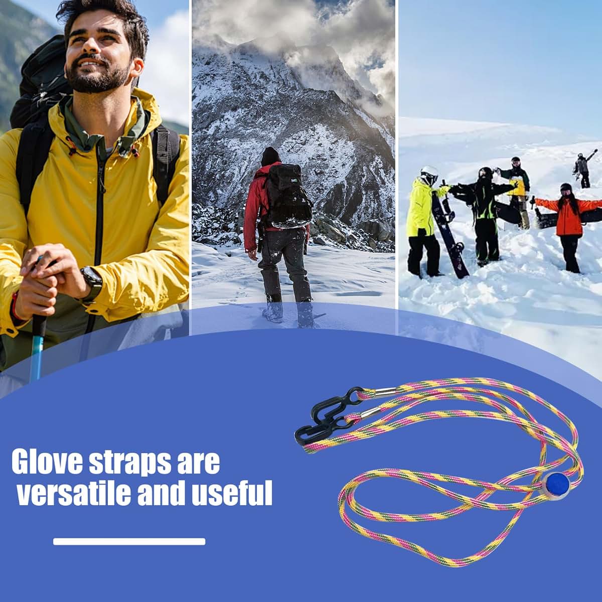 Glove Leash Clips for Kids and Adults - Adjustable Anti-Lost Mitten Holder