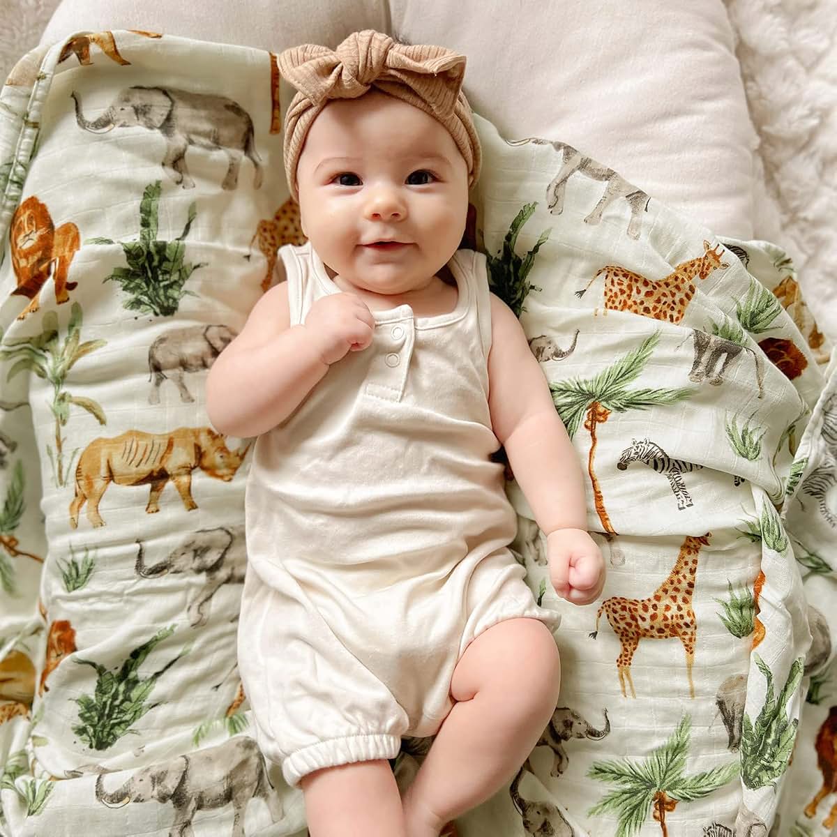 Muslin Swaddle Blanket for Baby | Woodland Receiving Wrap