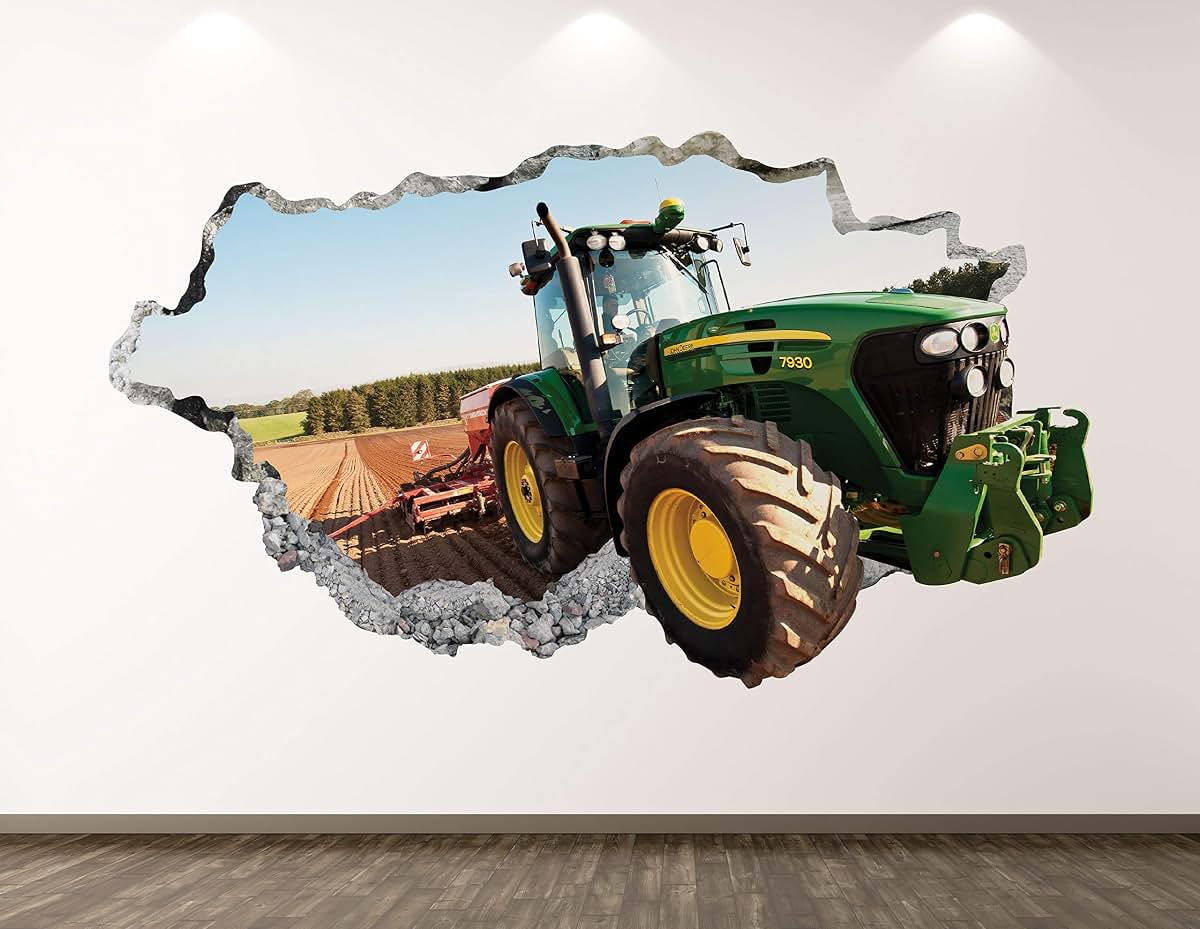 West Mountain Green Tractor 3D Wall Decal Art