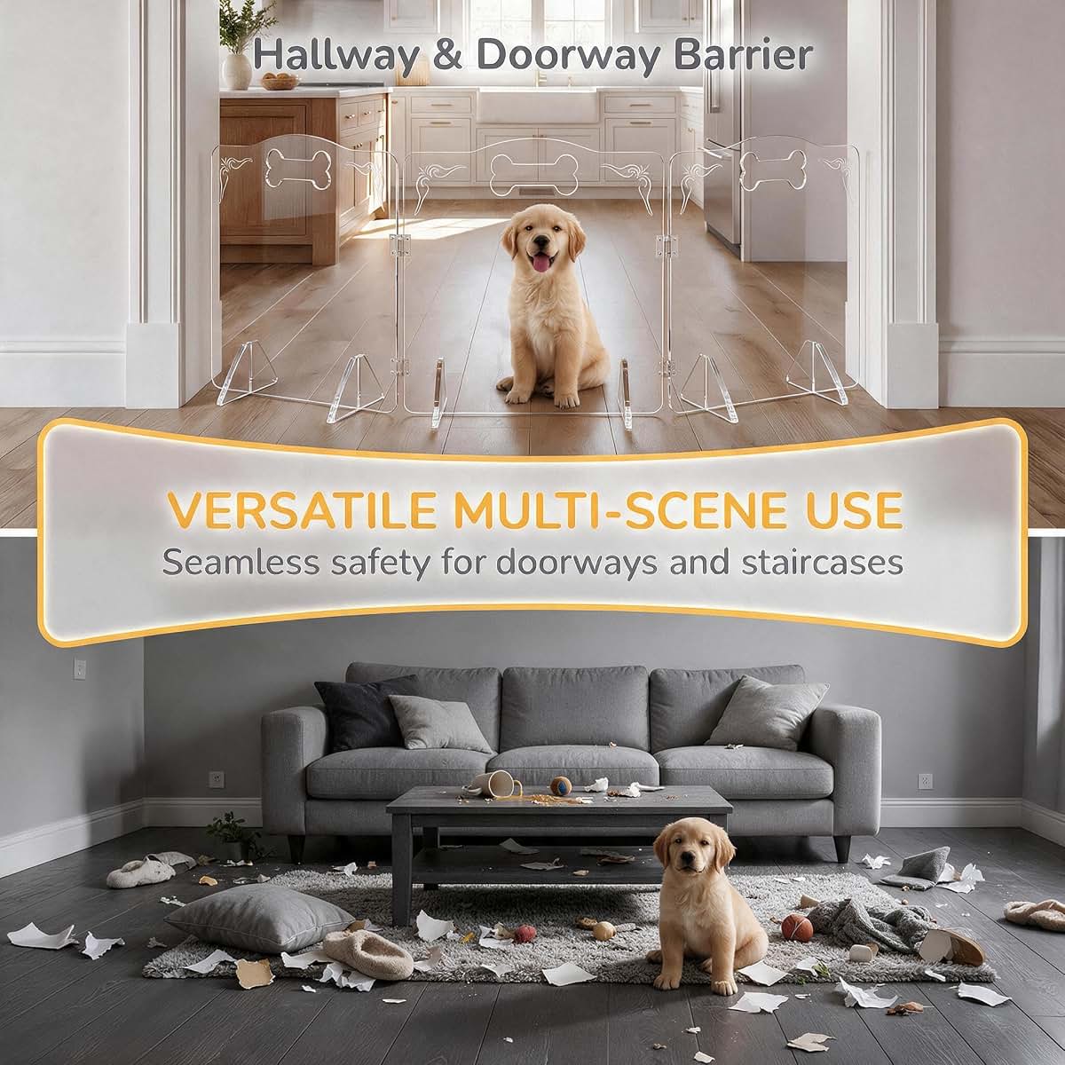 Clearlature Clear Acrylic Dog Gate Freestanding Transparent Fence (photo 4)