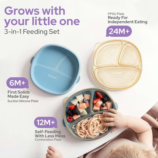 Lalalark 3-in-1 Baby Plates With Suction Base