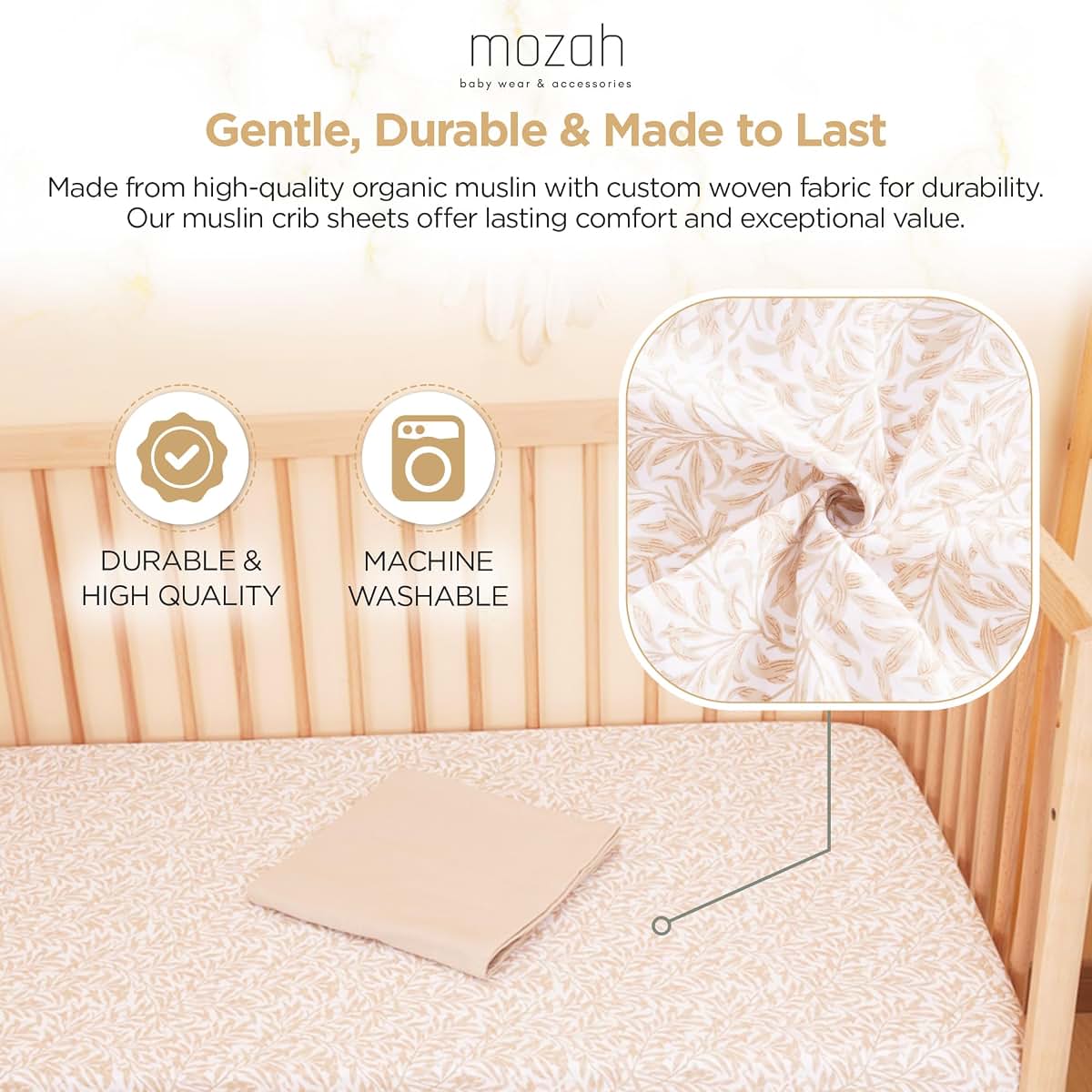 MOZAH Organic Muslin Crib Sheets 2-Pack