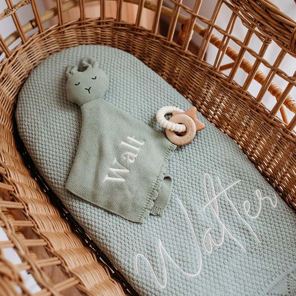 ZoikoM Name Blankets Personalized Baby,Monogrammed Baby Gifts,Custom Name Baby Blanket,Embroidered Baby Blanket Knit (photo 4)