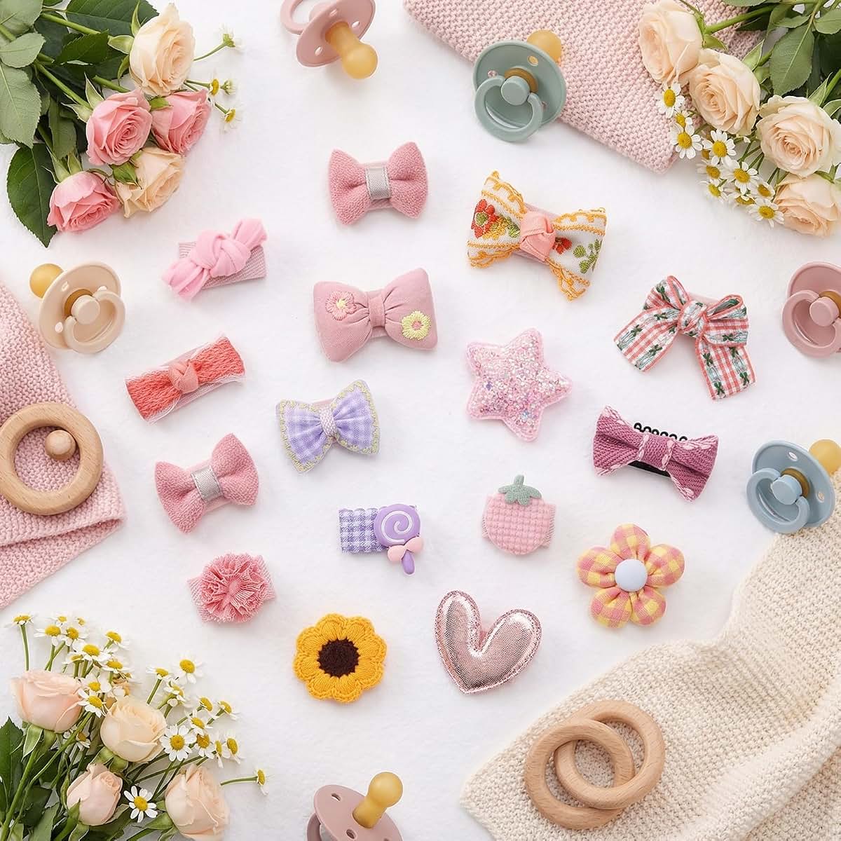 Gweichunon 20 Pcs Baby Hair Clips Toddler Hair Accessories Handmade Barrettes (photo 4)