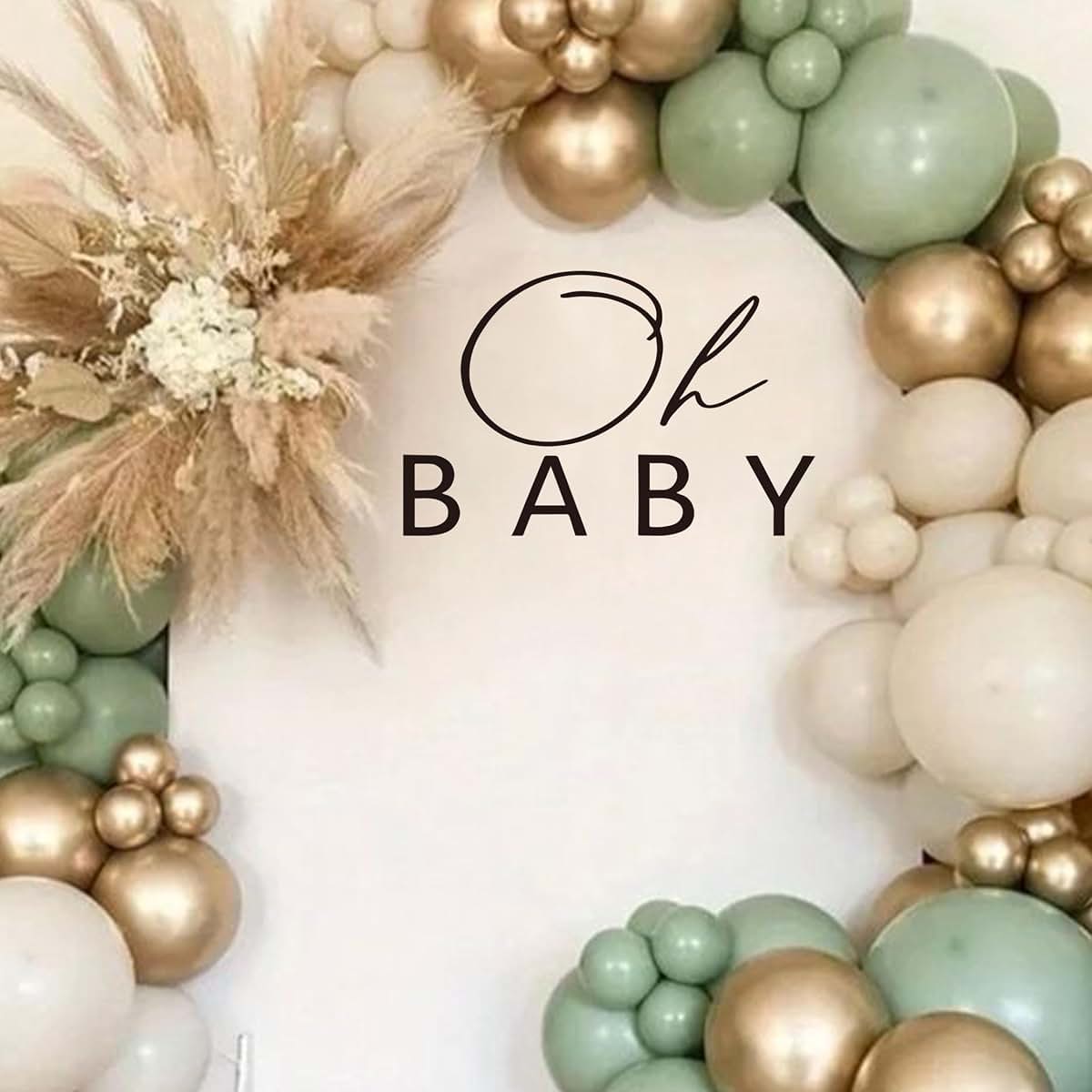 Gostman Oh Baby Balloon Arch Wall Decal for Baby Shower Decorations