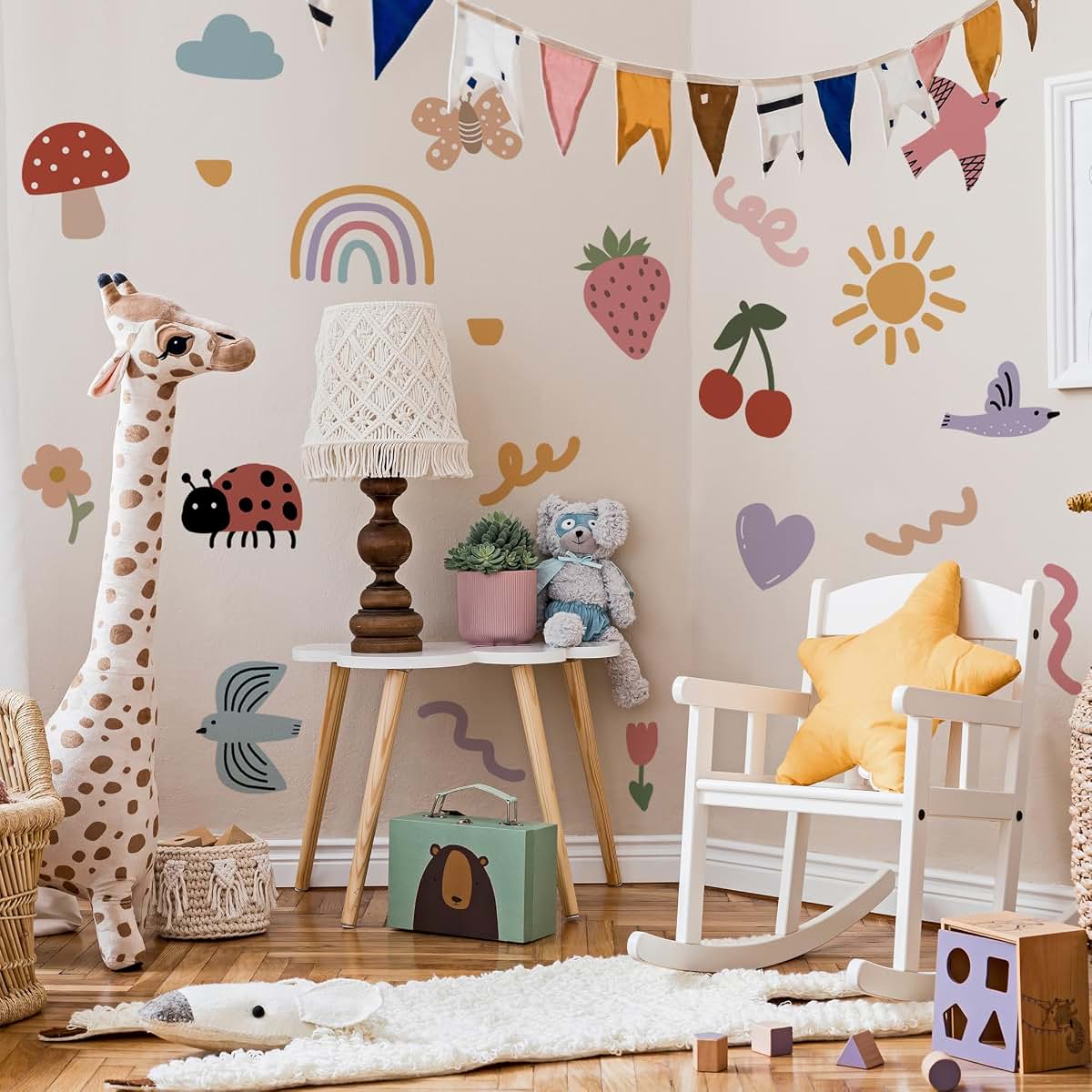 Unonede Insect and Fruit Wall Decals for Kids Rooms