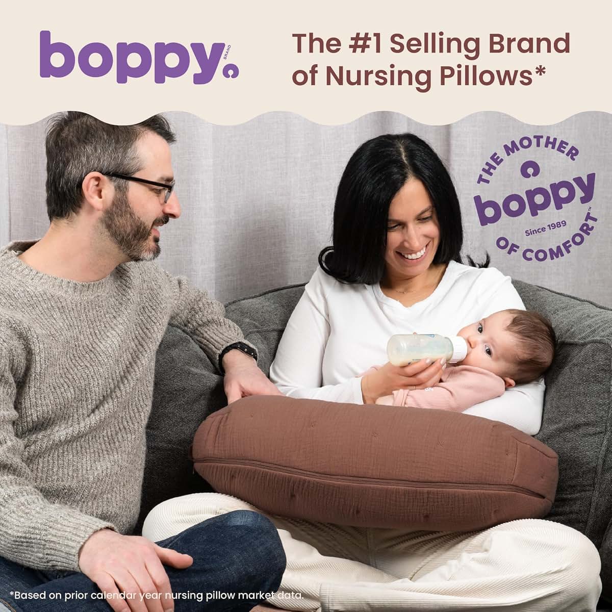 Boppy Nursing Pillow Cotton Muslin in Chestnut